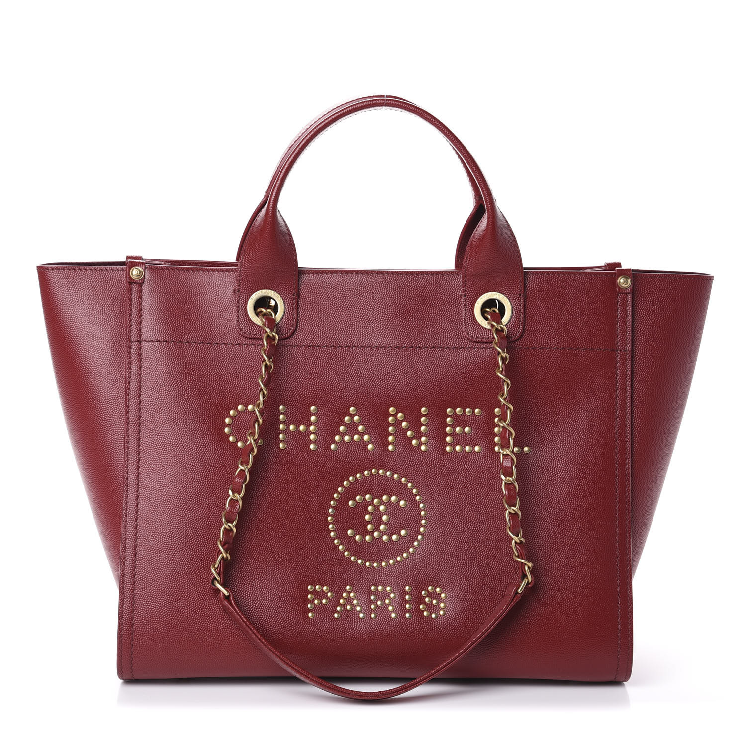 chanel caviar small studded deauville tote