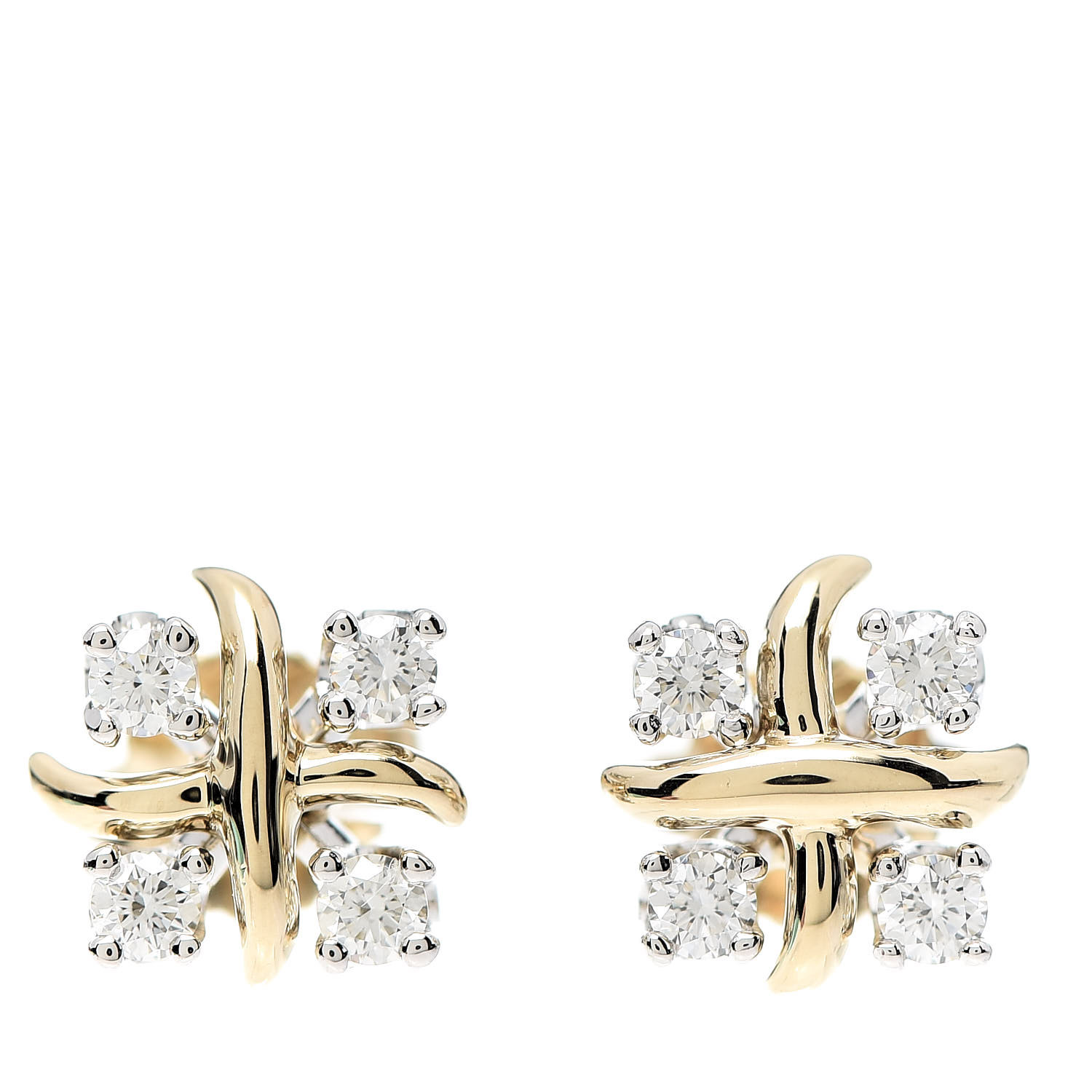 TIFFANY Platinum 18K Yellow Gold Diamond Schlumberger Lynn Earrings ...