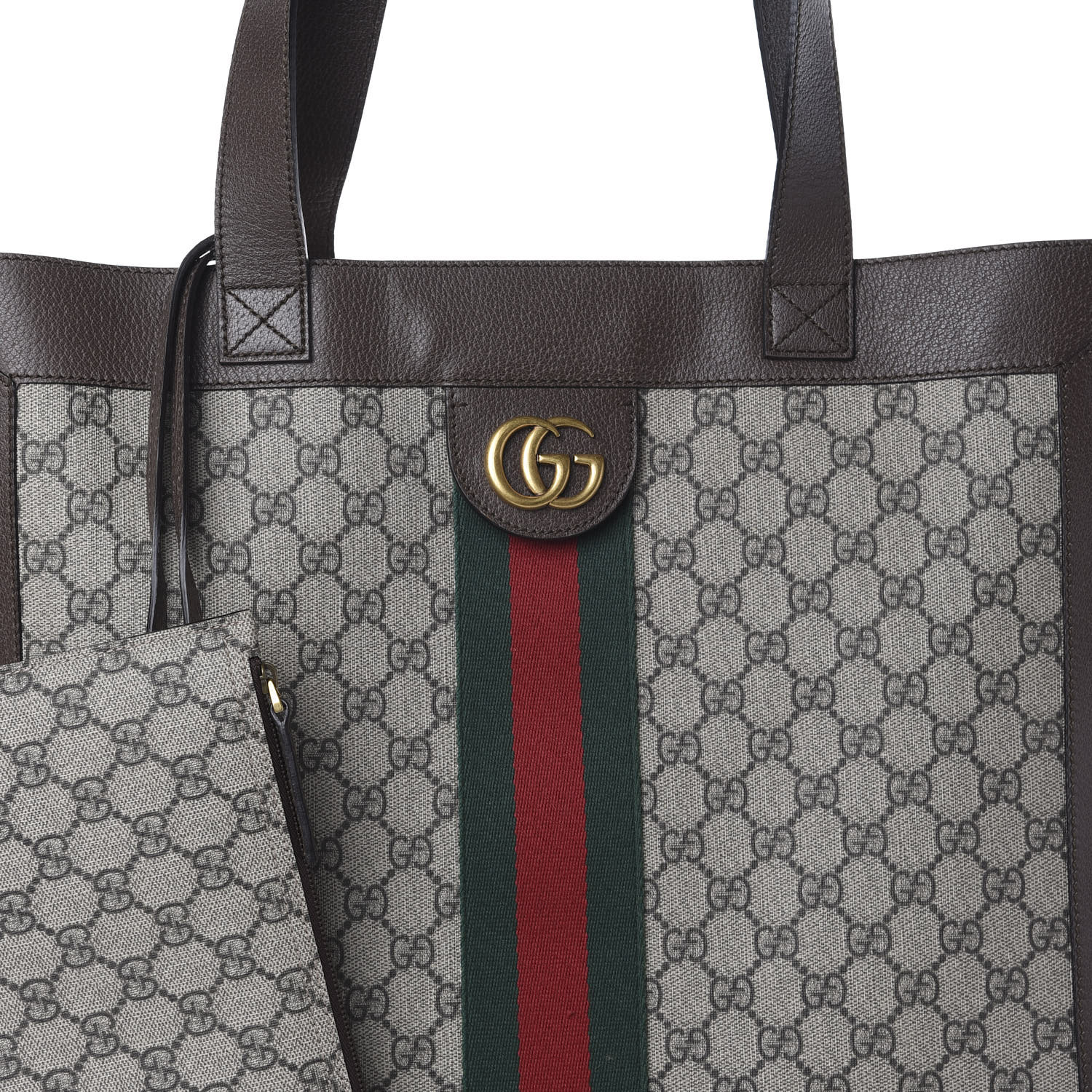 Gucci Gg Supreme Monogram Web Large Ophidia Tote Brown