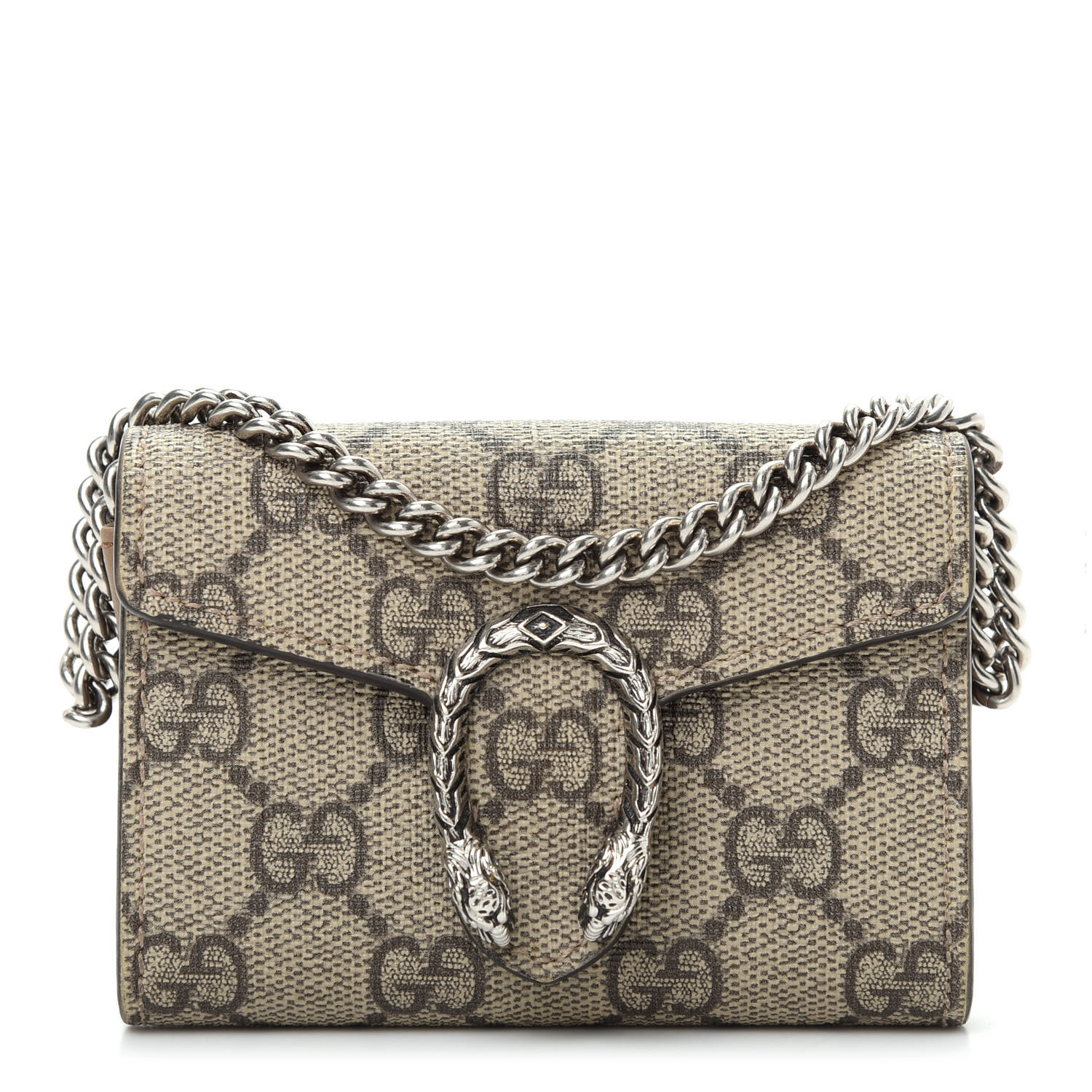 GUCCI GG Supreme Monogram Dionysus Coin Purse Taupe 723694 | FASHIONPHILE