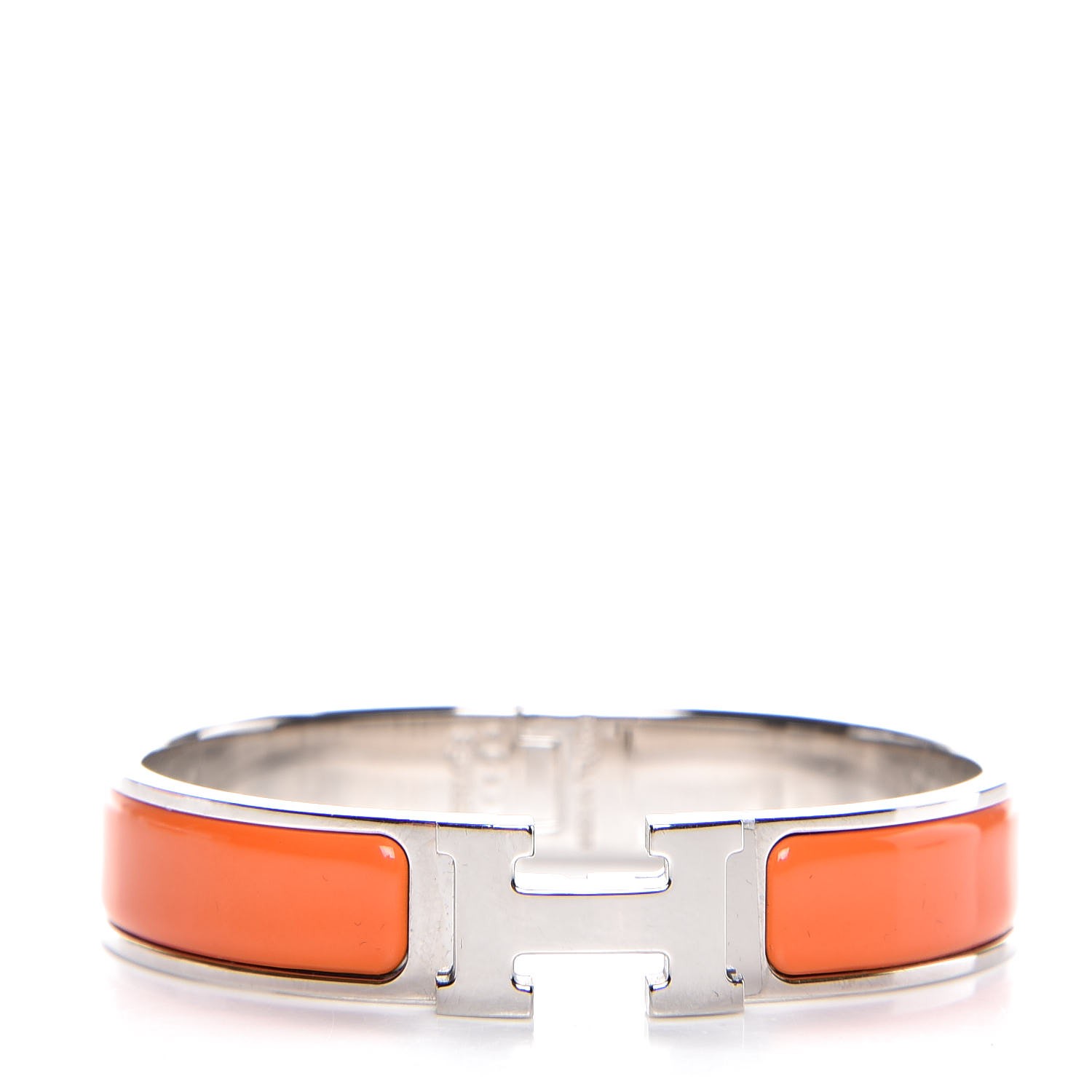 HERMES Enamel Narrow Clic Clac H Bracelet PM Orange 298988