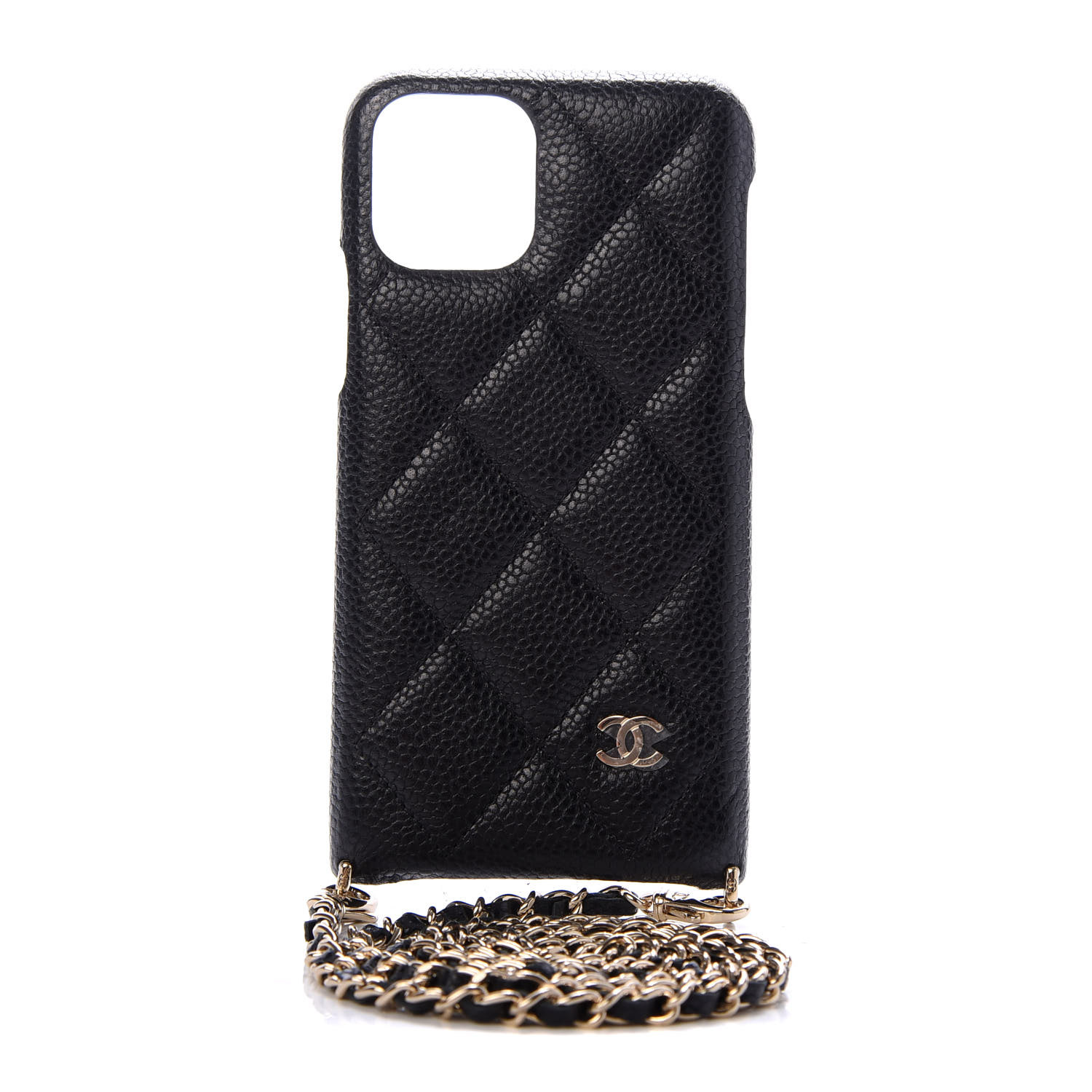 Chanel Caviar Quilted Iphone Xi Pro Case With Chain Black Fashionphile