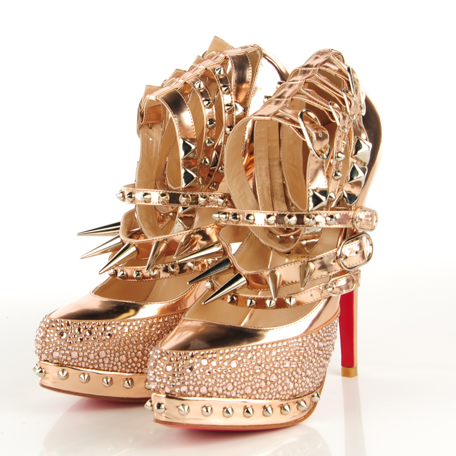 louboutin gold spiked heels