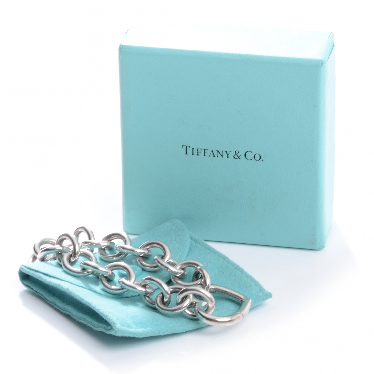 TIFFANY Sterling Silver Open Heart Clasp Bracelet 45926
