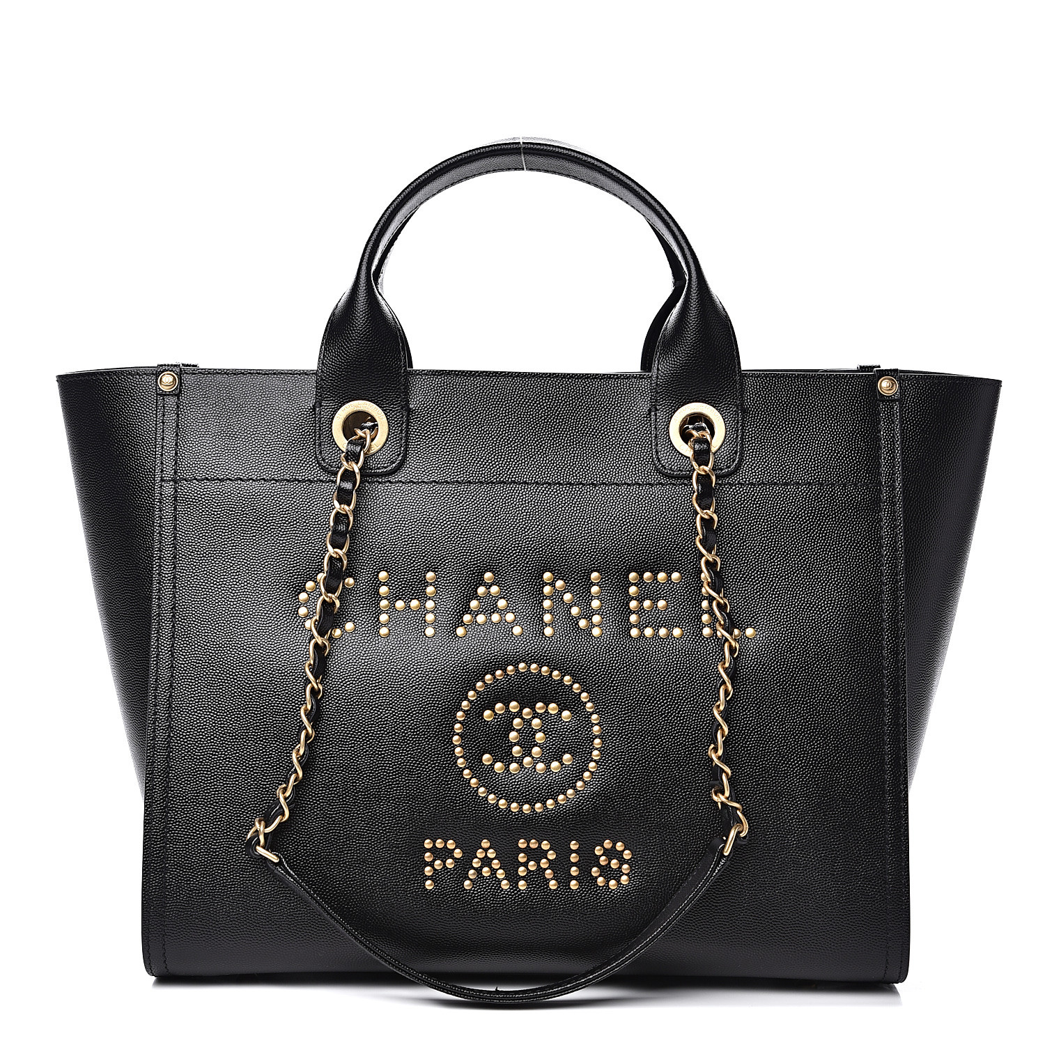chanel caviar small studded deauville tote