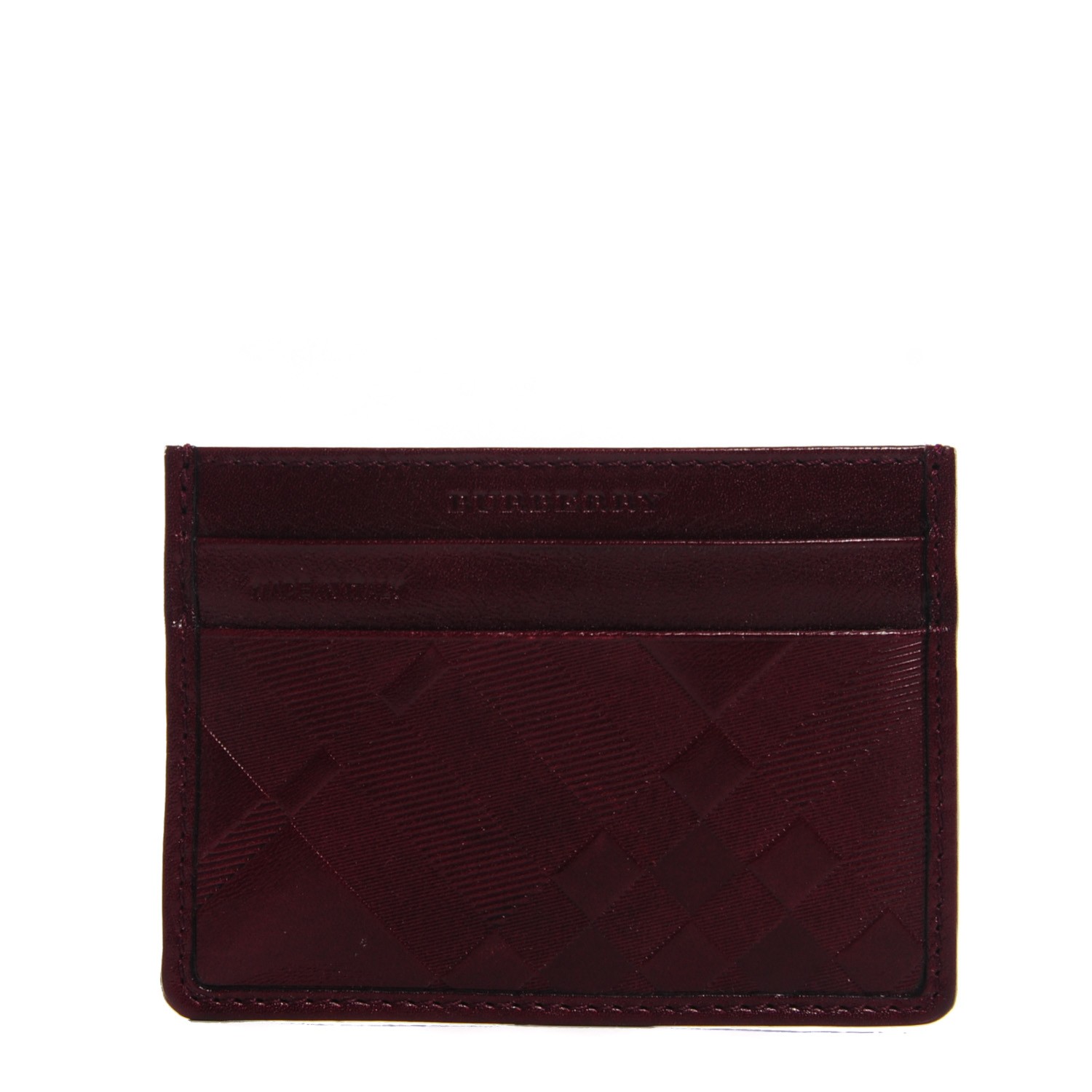 check embossed leather card case