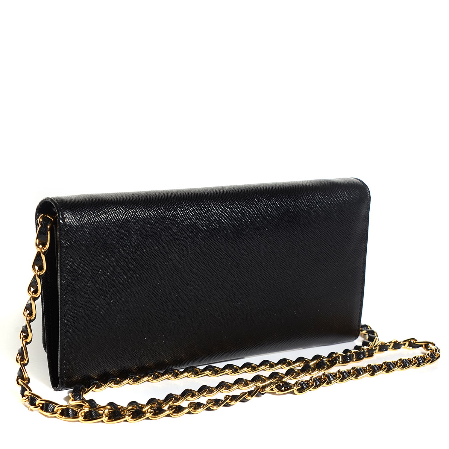 PRADA Saffiano Metal Oro Chain Nero Black 101562