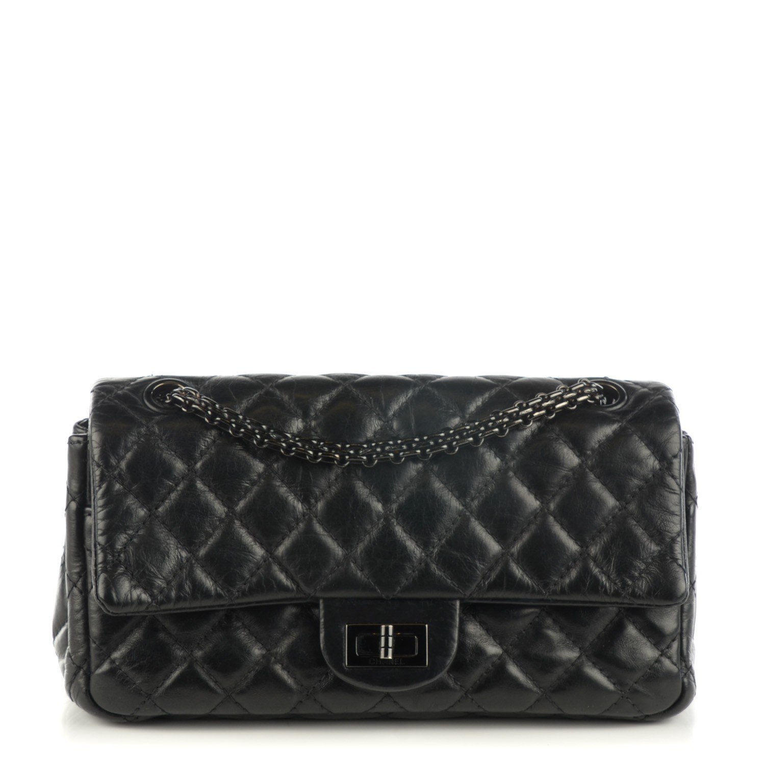 CHANEL Aged Calfskin Quilted Accordion Reissue 2.55 Flap Black 127082