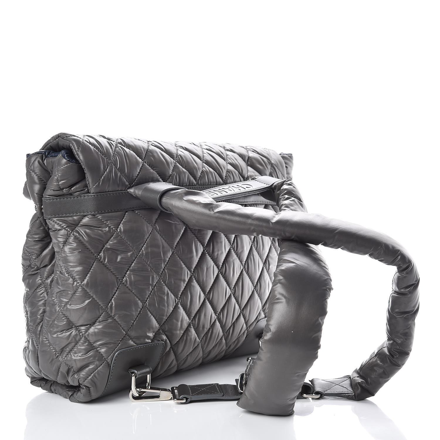 CHANEL Nylon Quilted Coco Cocoon Backpack Gray 401928