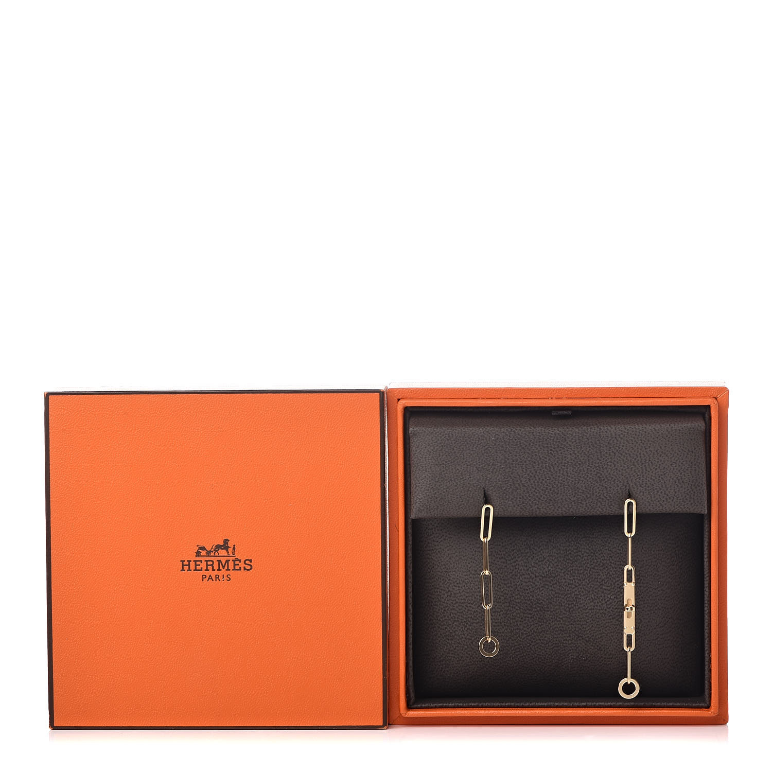 HERMES 18K Yellow Gold TPM Kelly Chaine Earrings 435367