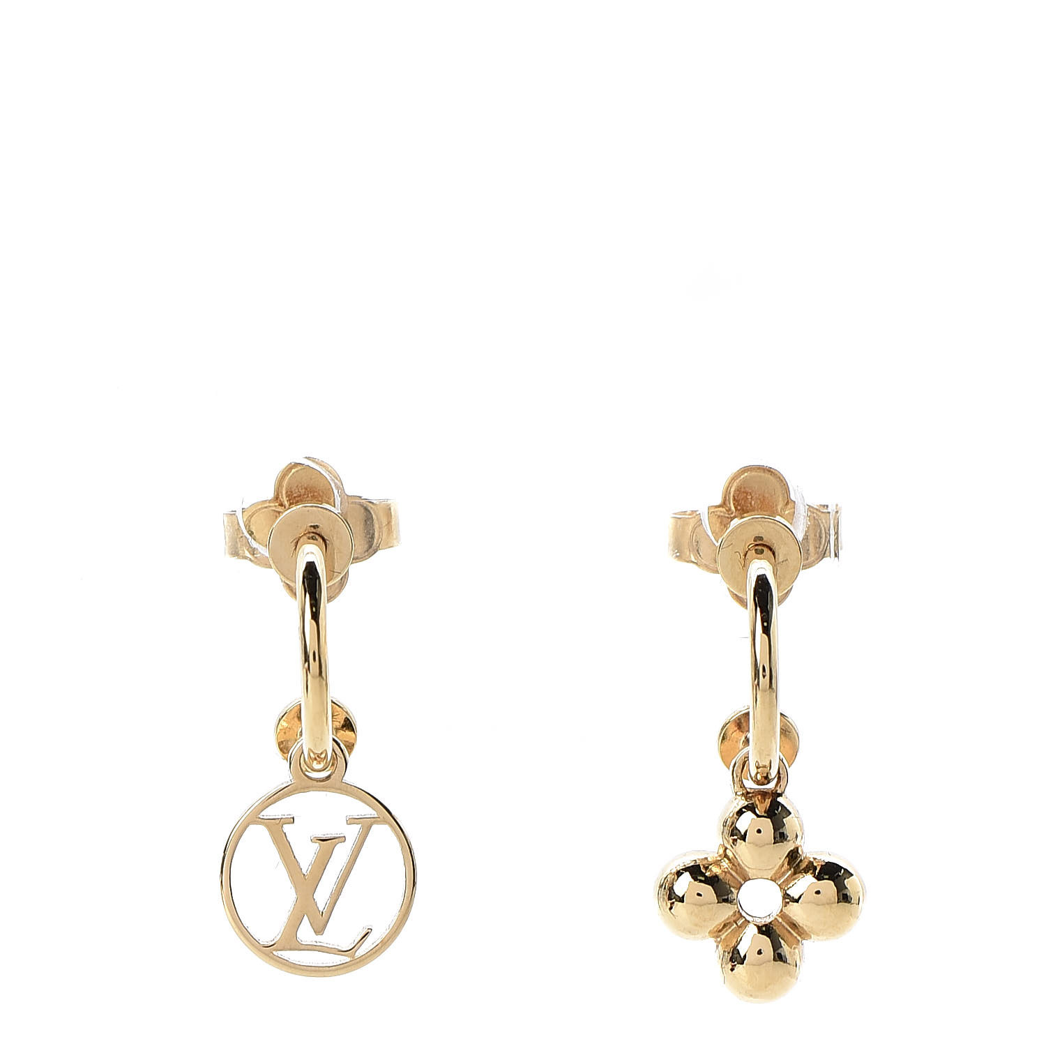 Louis Vuitton Blossom Long Earrings, 3 Golds and Diamonds 2021-22FW, Gold