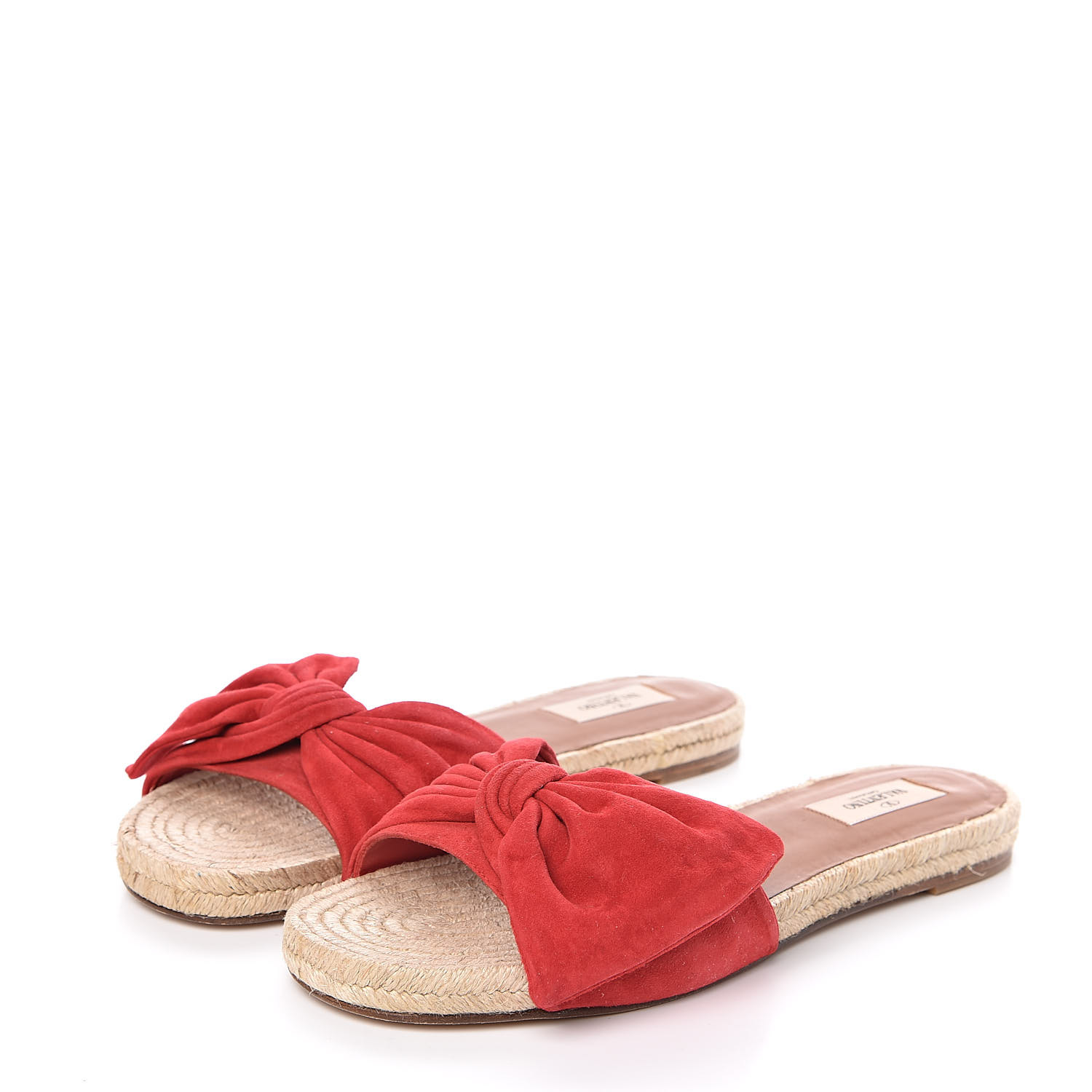 VALENTINO Suede Tropical Bow Espadrille Slide Sandals 41 Red 505668 ...