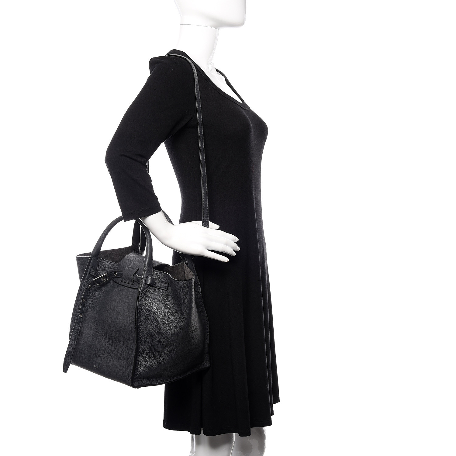 small big bag with long strap in supple grained calfskin