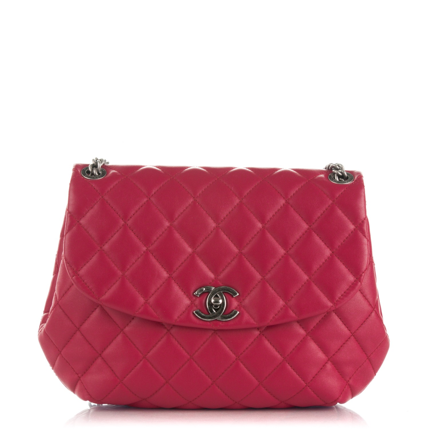 CHANEL Lambskin Quilted Large Daily Supple Flap Dark Pink 174359