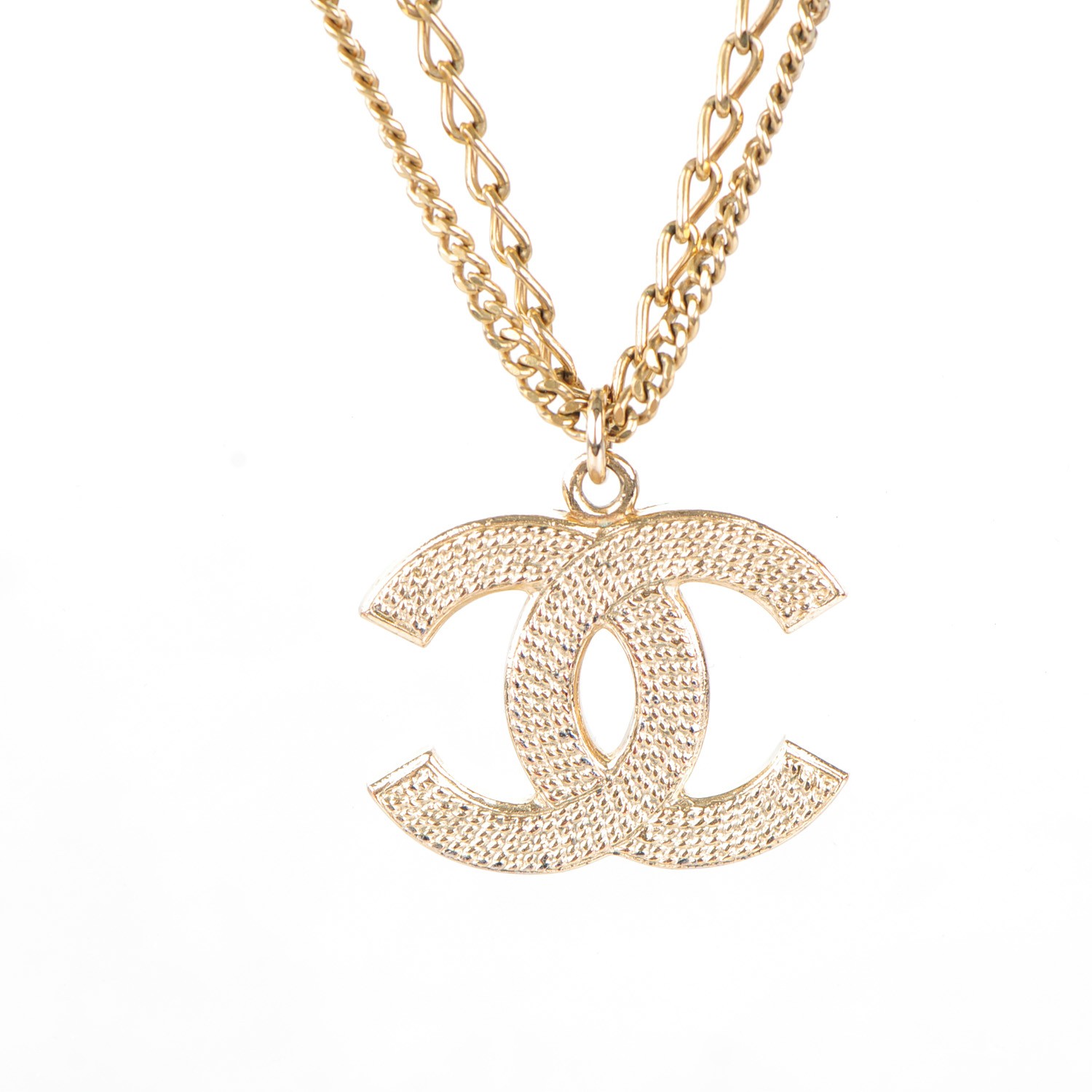 CHANEL Double Chain CC Necklace Gold 167058