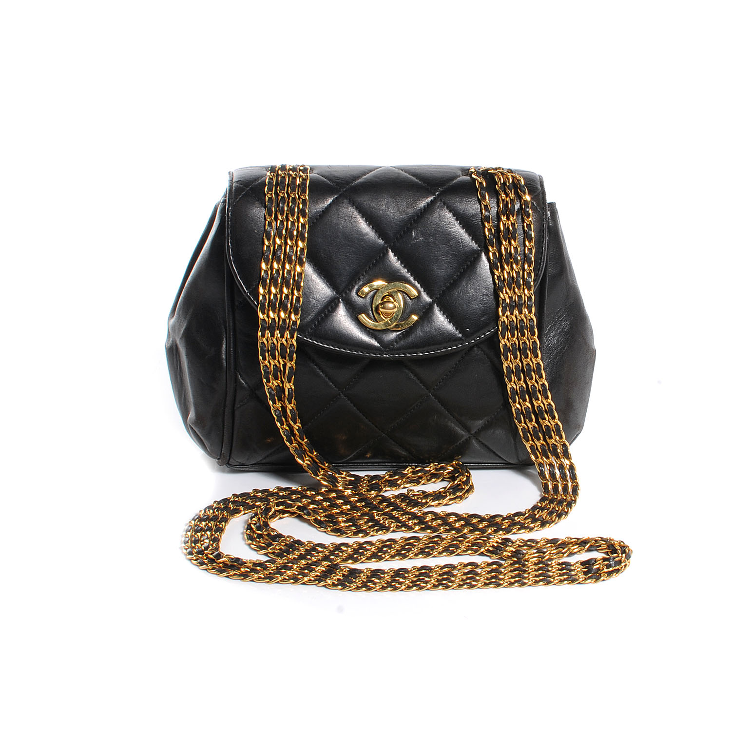 chanel black lambskin bag chunky chain price