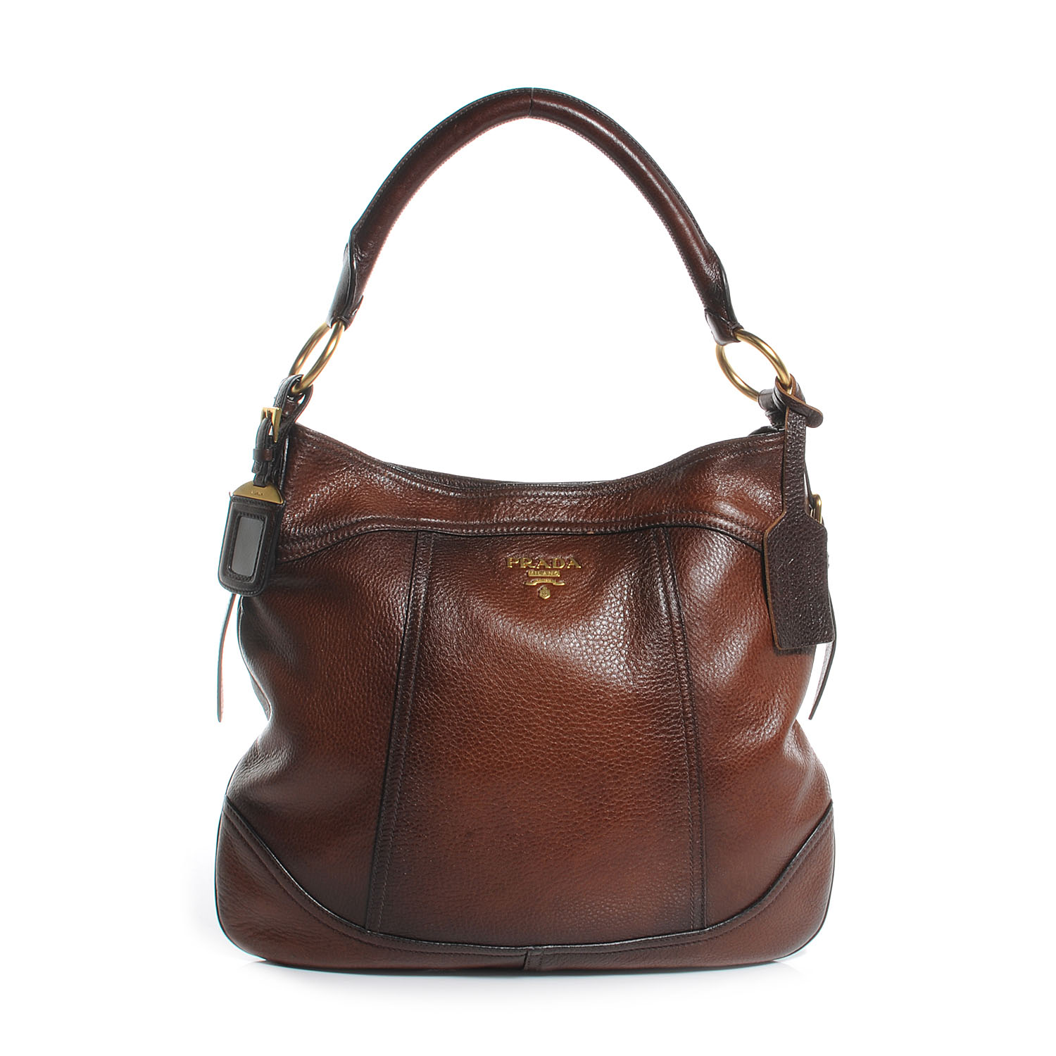 Prada Cervo Antik Satchel PRADA Cervo Antik Shoulder Bag Cacao Brown 57270