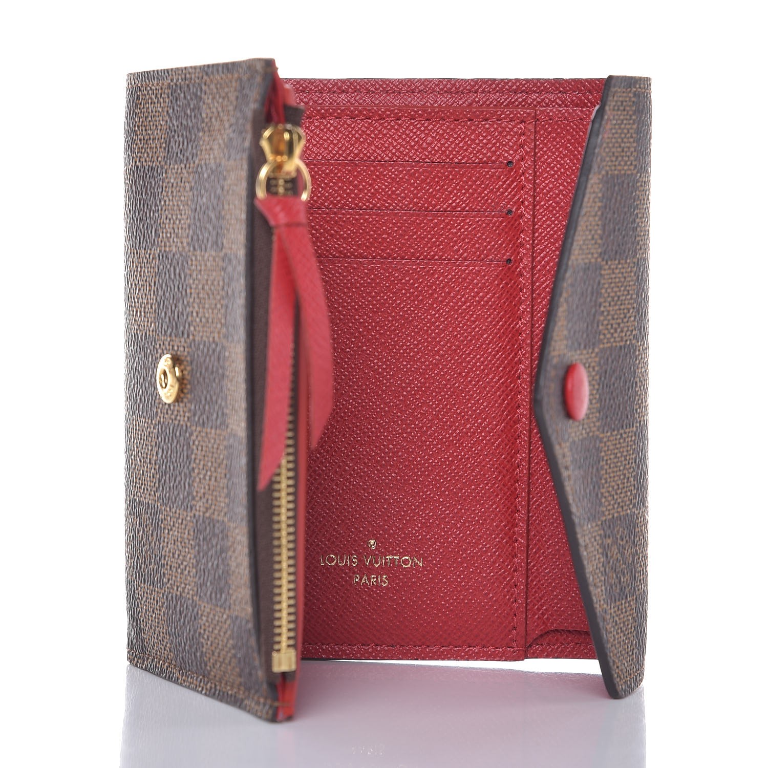 LOUIS VUITTON Damier Ebene Victorine Wallet Red 314818