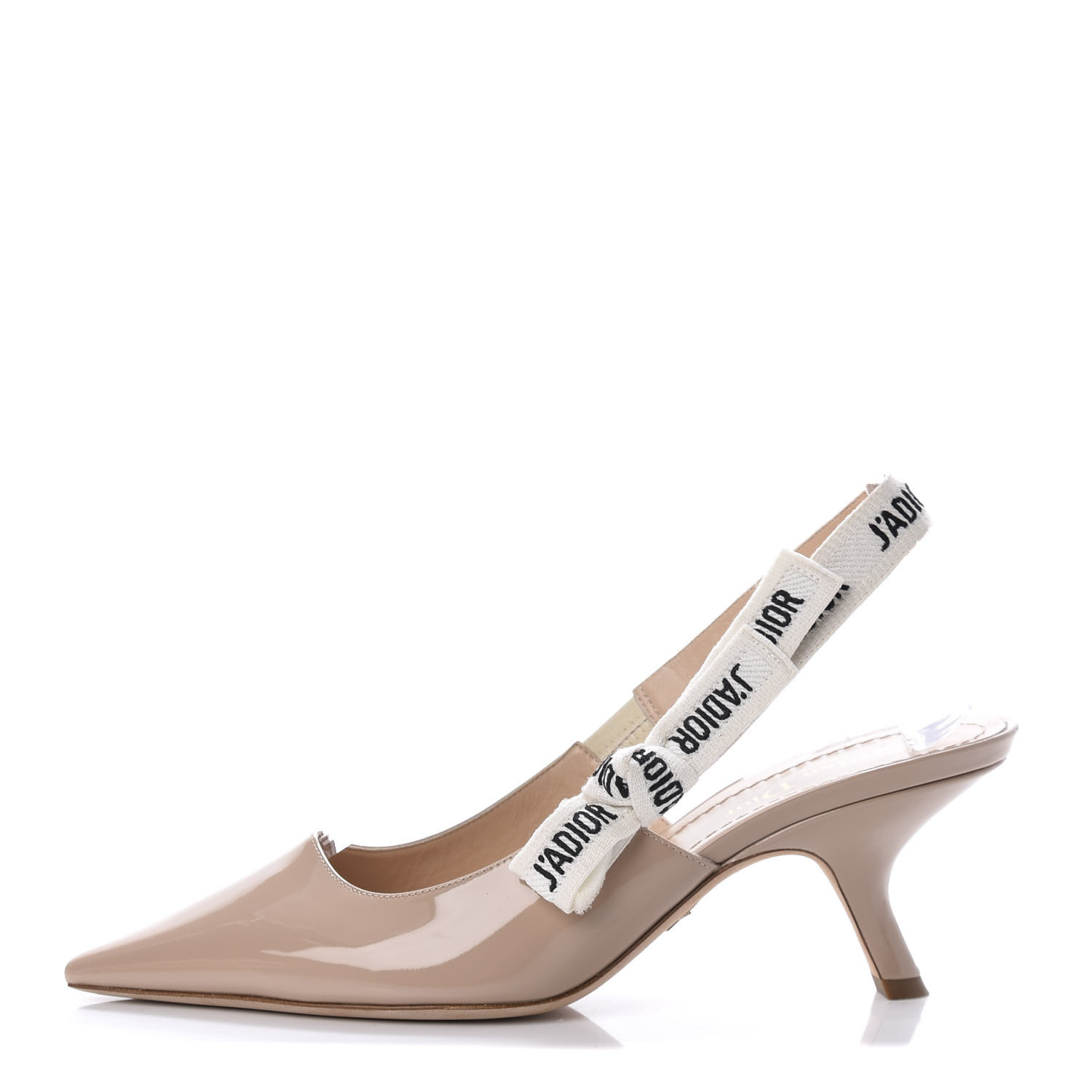 Christian Dior Patent J Adior Ribbon Slingback Pumps 38 5 Nude 6192