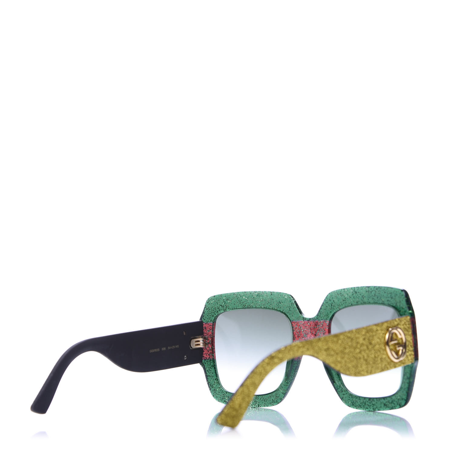 Gucci Square Frame Gg0102s Sunglasses Glitter Red Black Green 617760