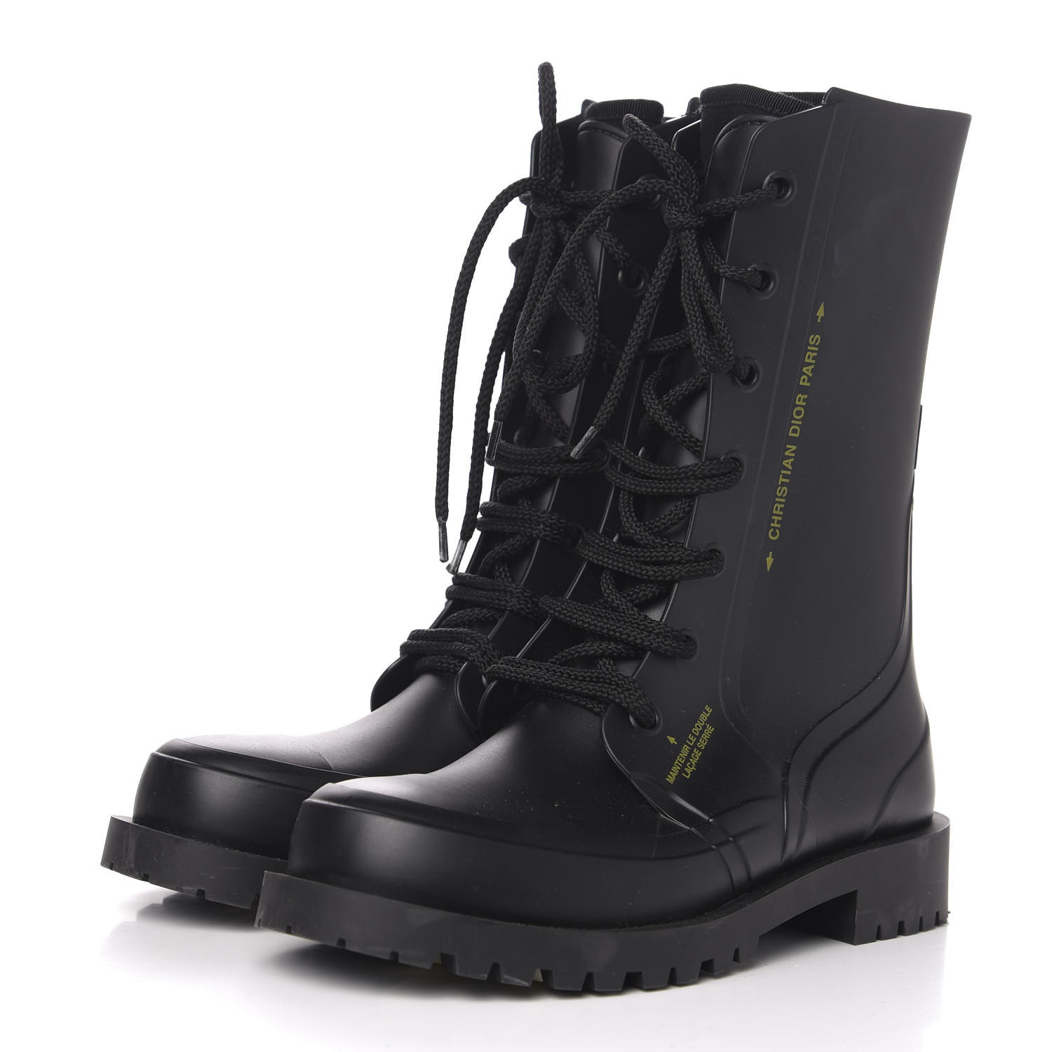 CHRISTIAN DIOR Rubber Diorcamp Low Boots 39 Black 617561 | FASHIONPHILE