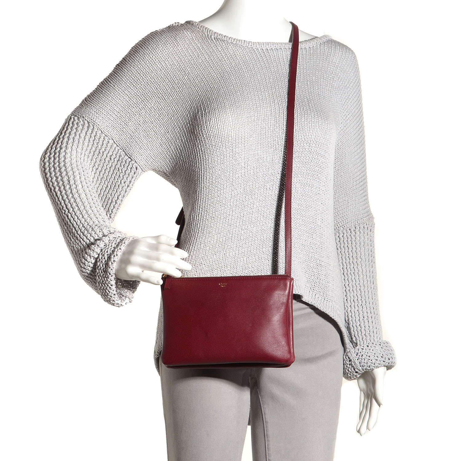 celine trio bag burgundy