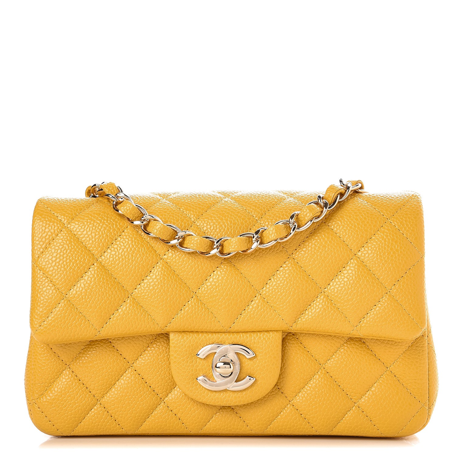 CHANEL Caviar Quilted Mini Rectangular Flap Yellow 256933 | FASHIONPHILE