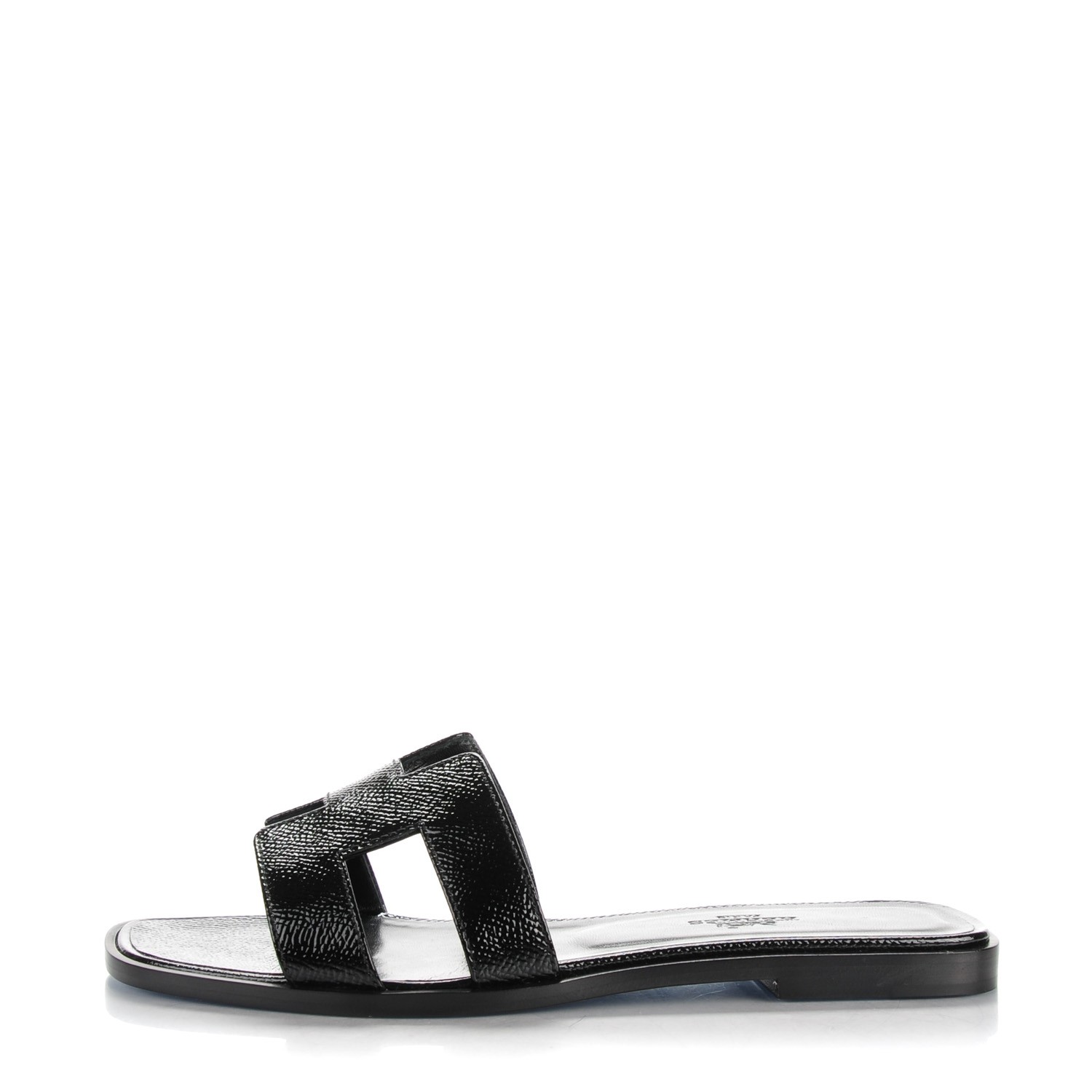 HERMES Patent Epsom Oran Sandals 36.5 Black 147194