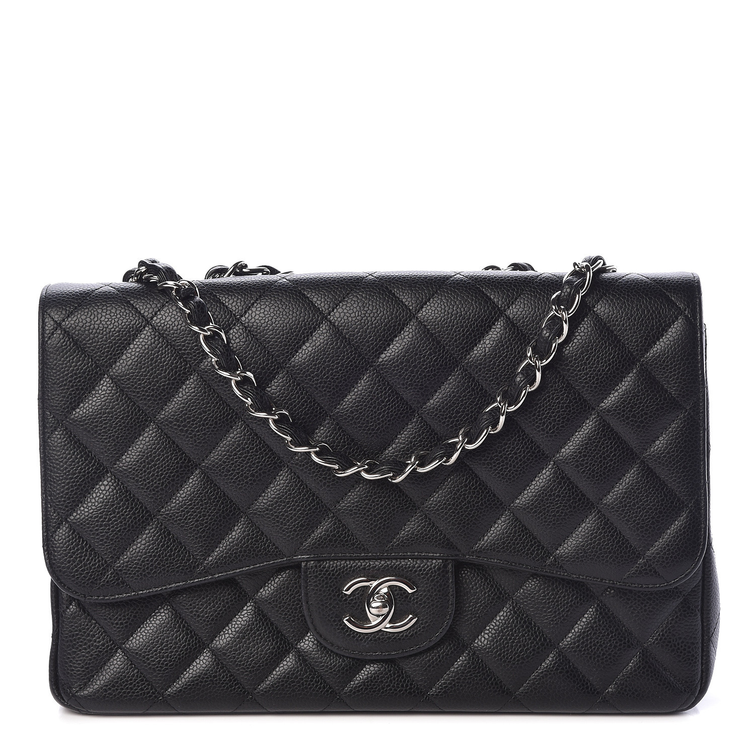 chanel caviar quilted jumbo single flap black