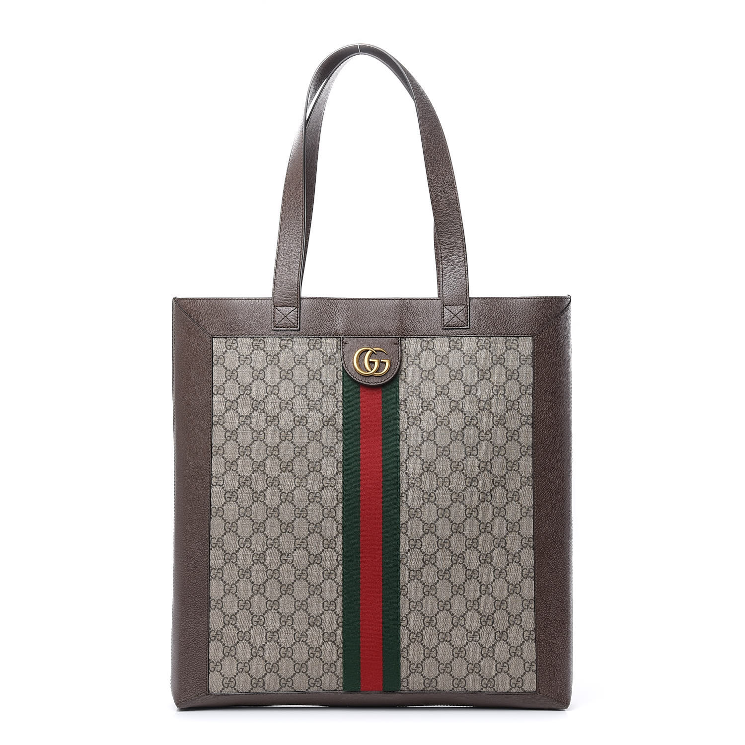 GUCCI GG Supreme Monogram Web Large Ophidia Tote Brown 457233