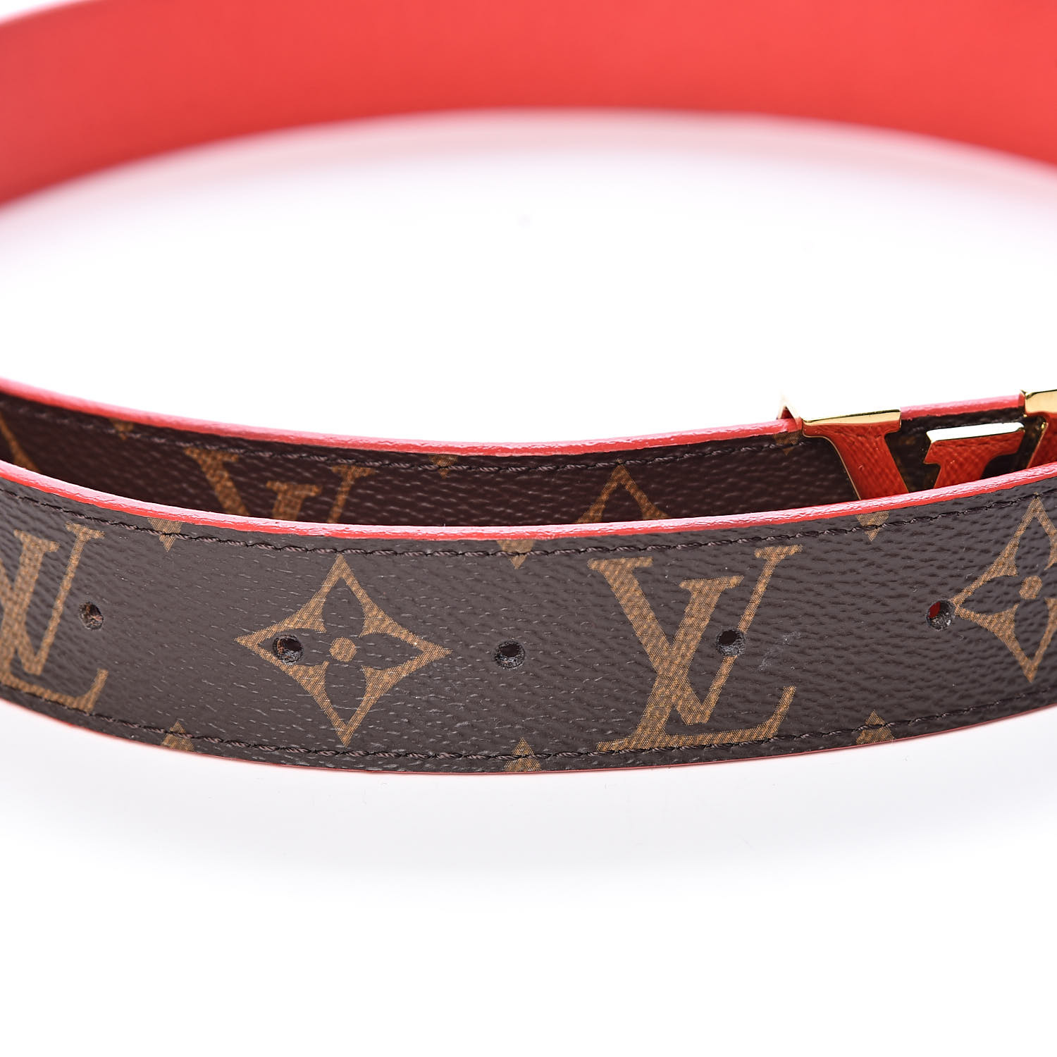 LOUIS VUITTON Monogram 30mm LV Initiales Reversible Belt 75 30 Red Coquelicot 457192