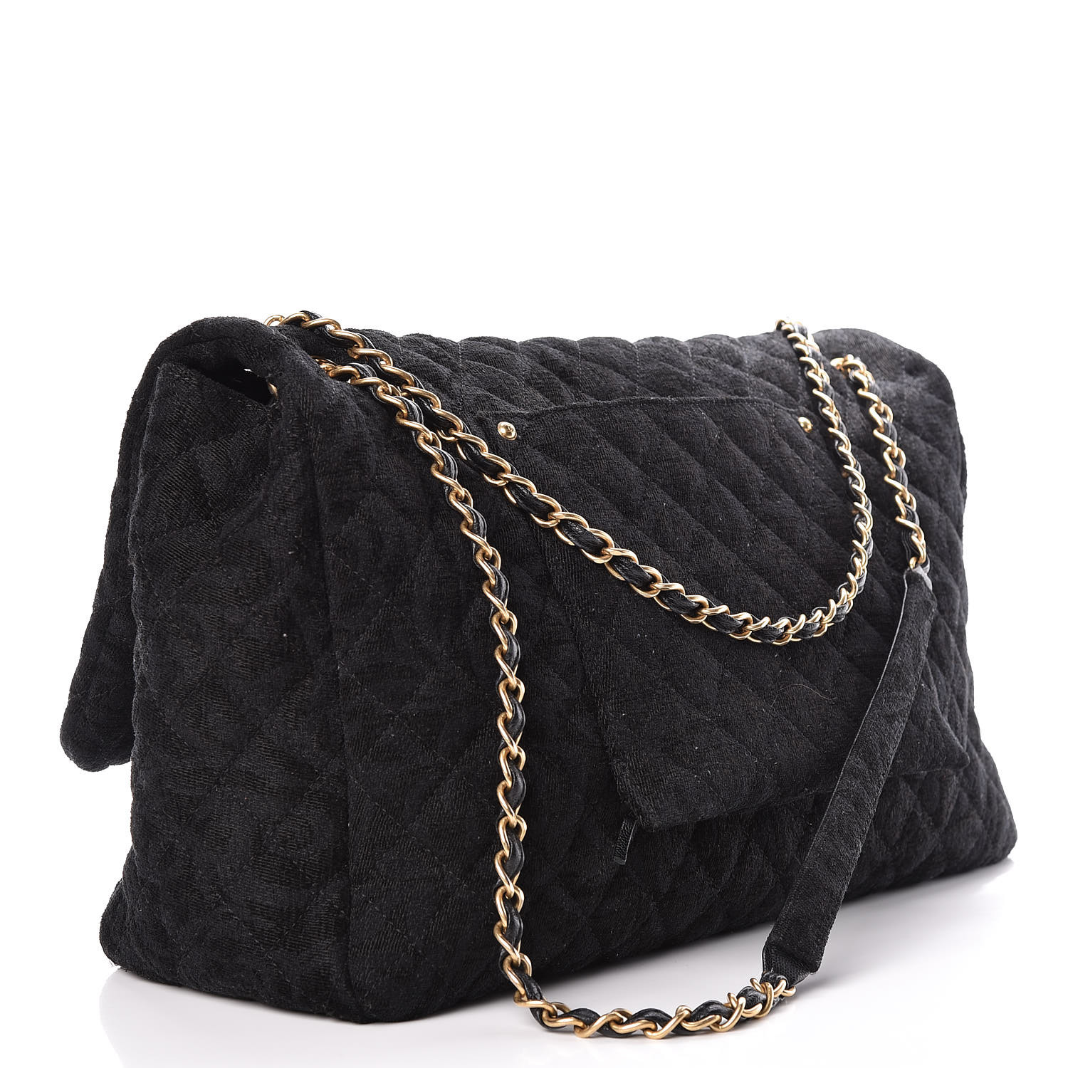 CHANEL Velvet Camellia Stamped XXL Travel Flap Bag Black 456452 ...