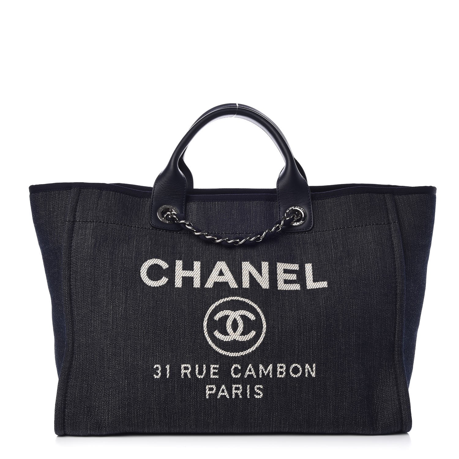 CHANEL Denim Deauville Large Tote Dark Blue 311578