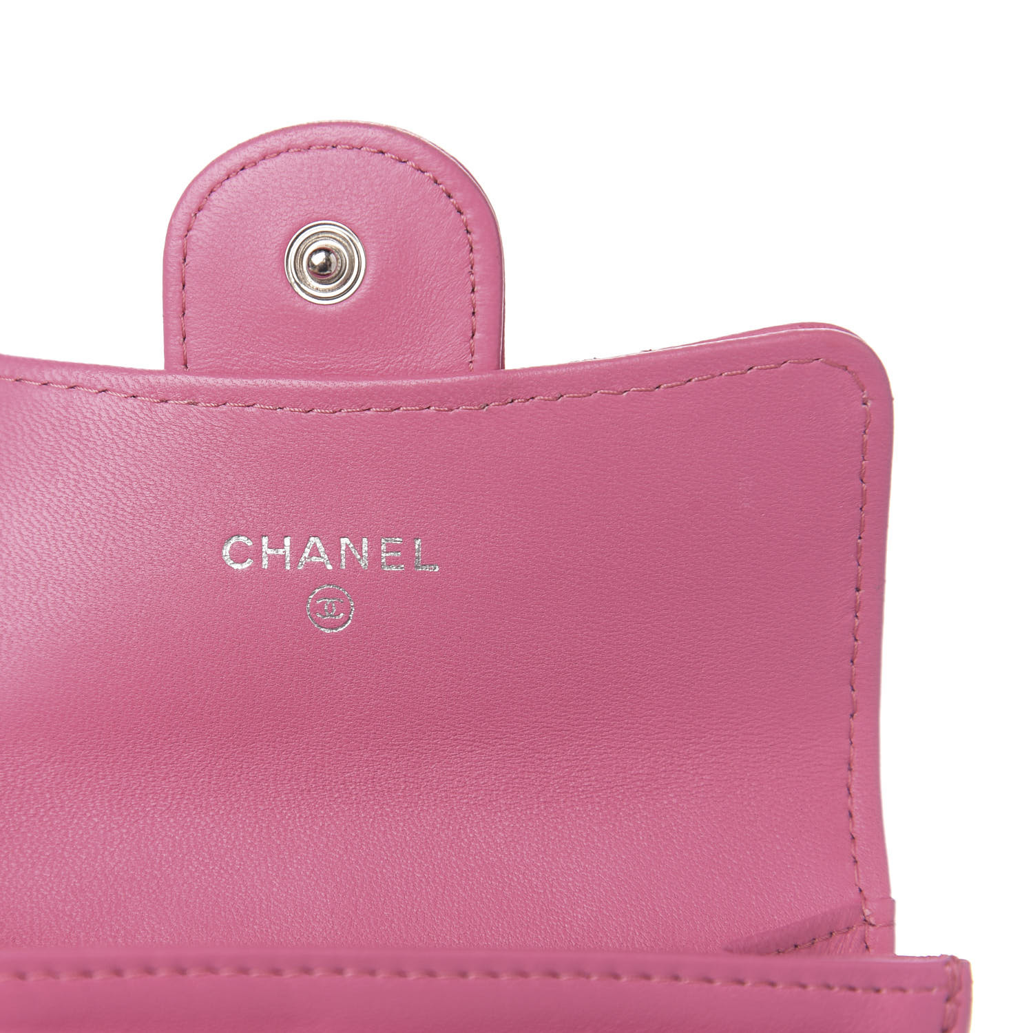 CHANEL Lambskin Quilted Flap Card Holder Pink 598014