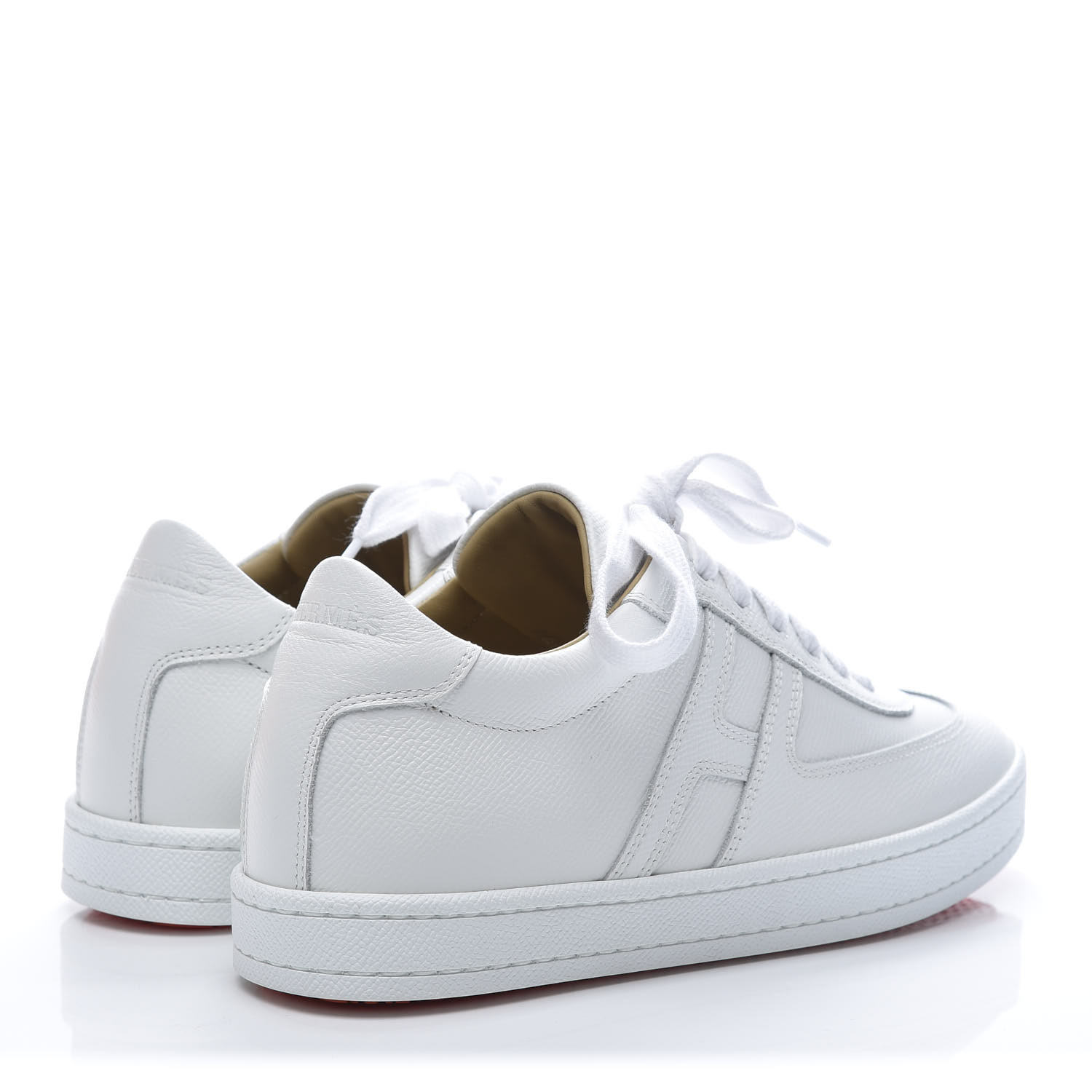 HERMES Epsom Womens Boomerang Sneakers 37 White 597451