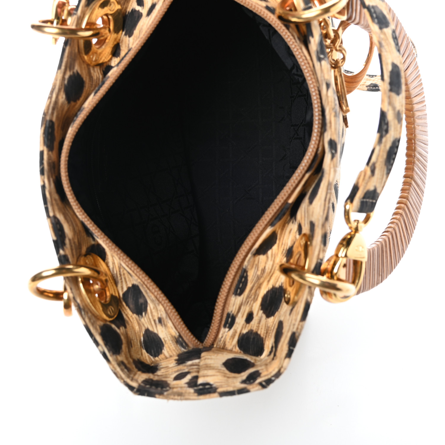 CHRISTIAN DIOR Canvas Leopard Print Medium Lady Dior 775057 | FASHIONPHILE