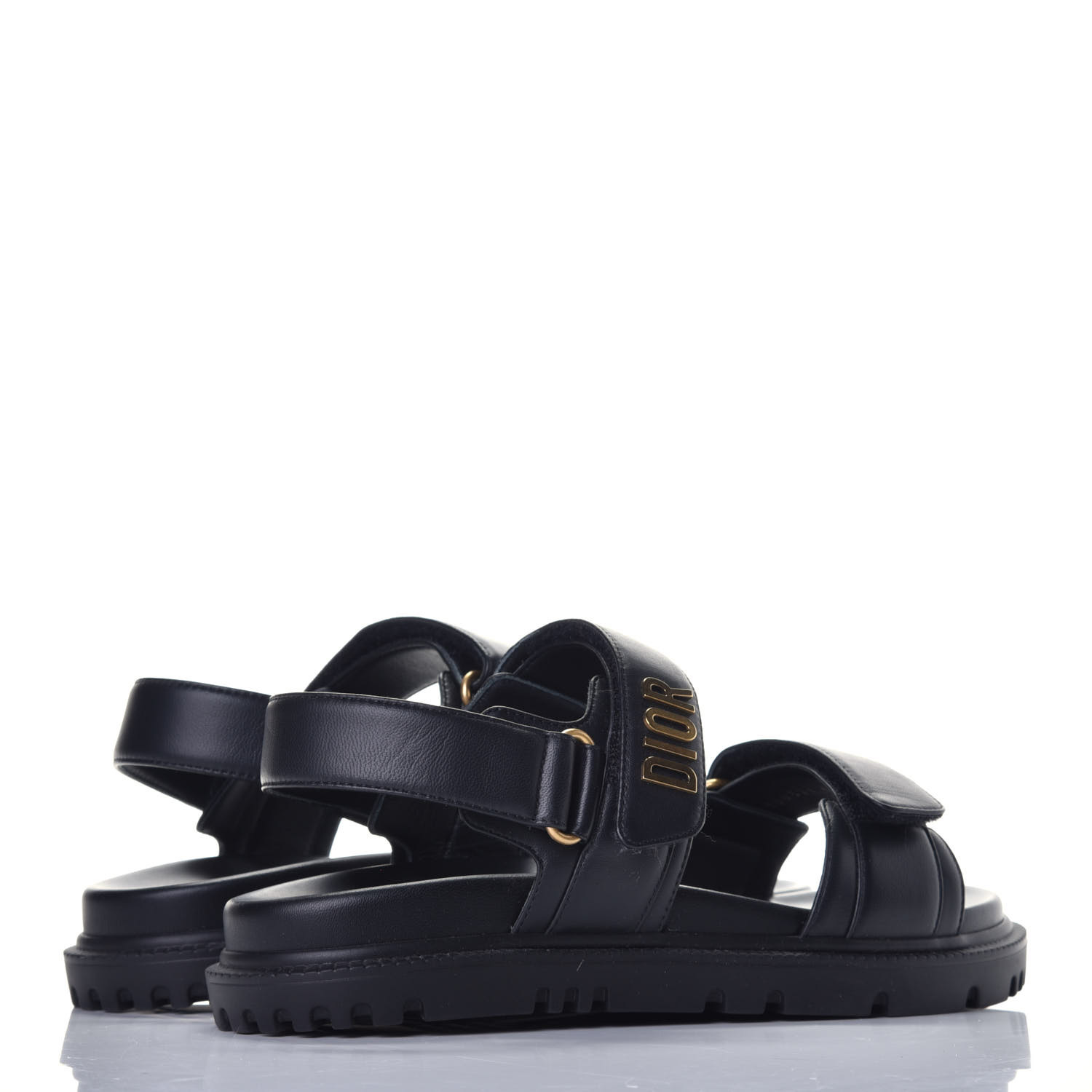 CHRISTIAN DIOR Lambskin Dioract Sandals 37.5 Black 778601 | FASHIONPHILE