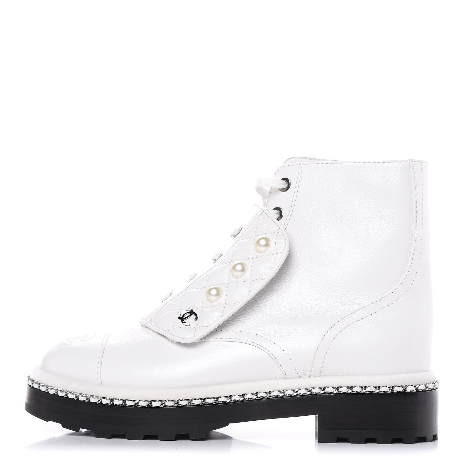 white chanel boots