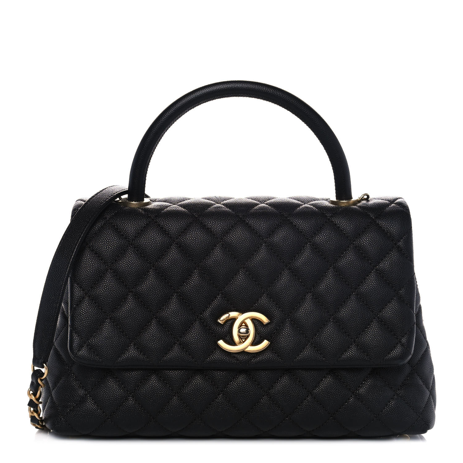 Chanel Caviar Quilted Small Coco Handle Flap Black Fashionphile