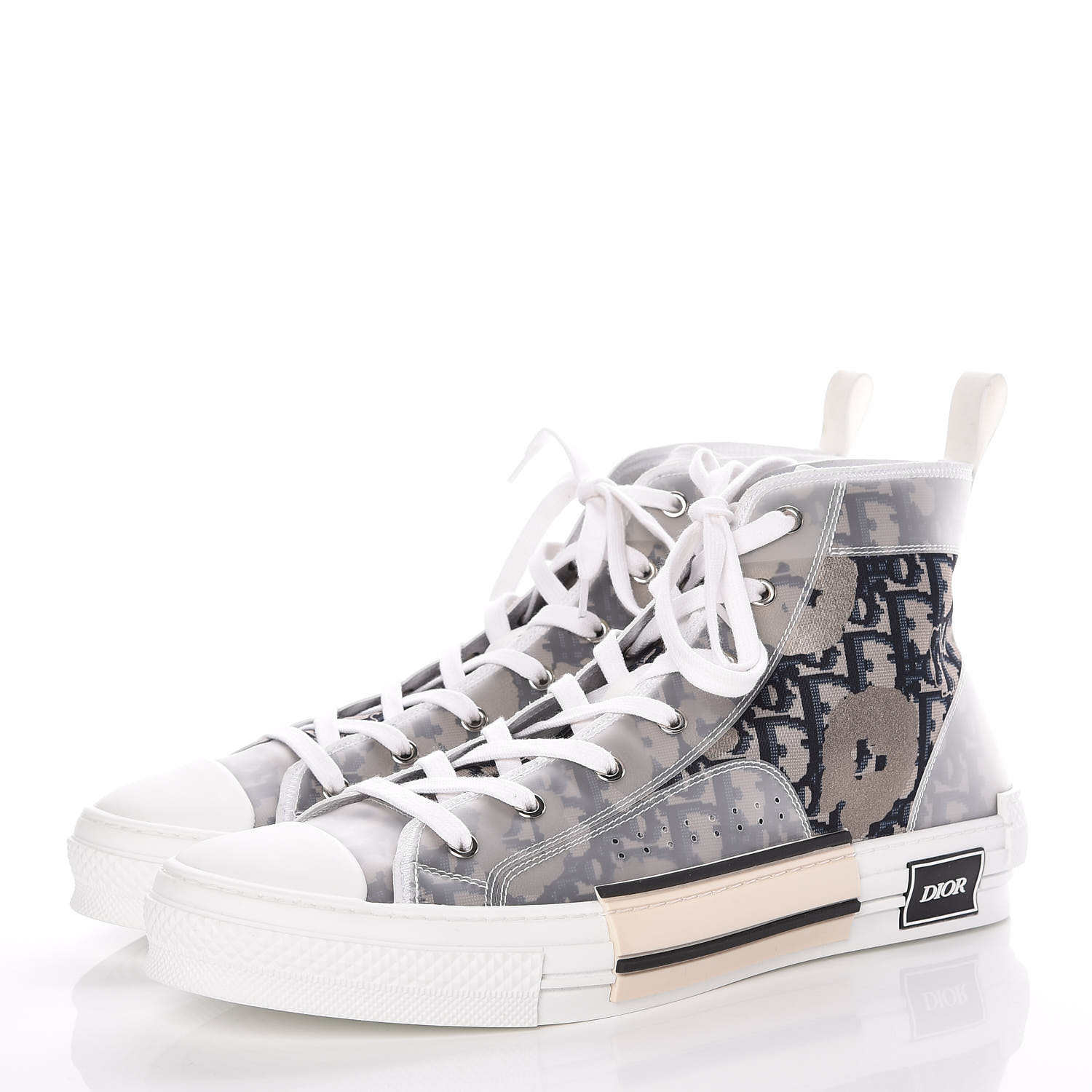 CHRISTIAN DIOR Canvas Oblique Mens B23 High Top Sneakers 46 White 404245