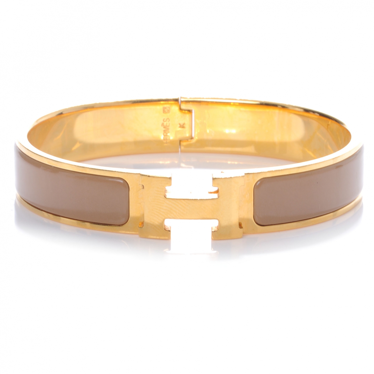 HERMES Narrow Enamel Clic Clac H Bracelet PM Poudre 45021