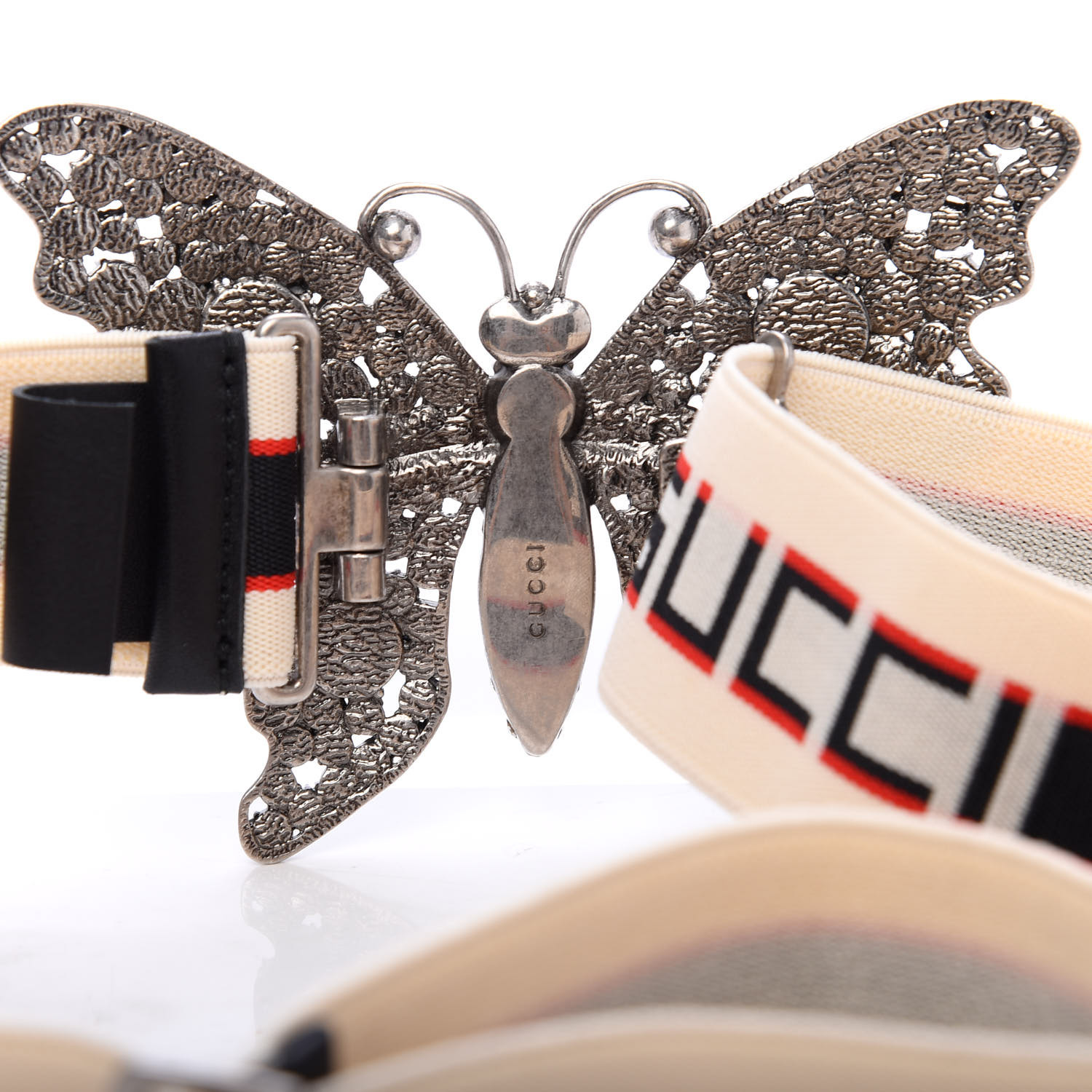 Gucci Jacquard Crystal Stripe Butterfly Belt 75 30 White 721358 Fashionphile