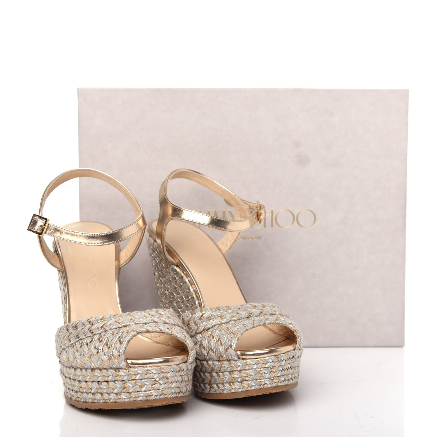 Jimmy Choo Metallic Raffia 120 Wedge Sandals 36 Gold 718706 Fashionphile 9922