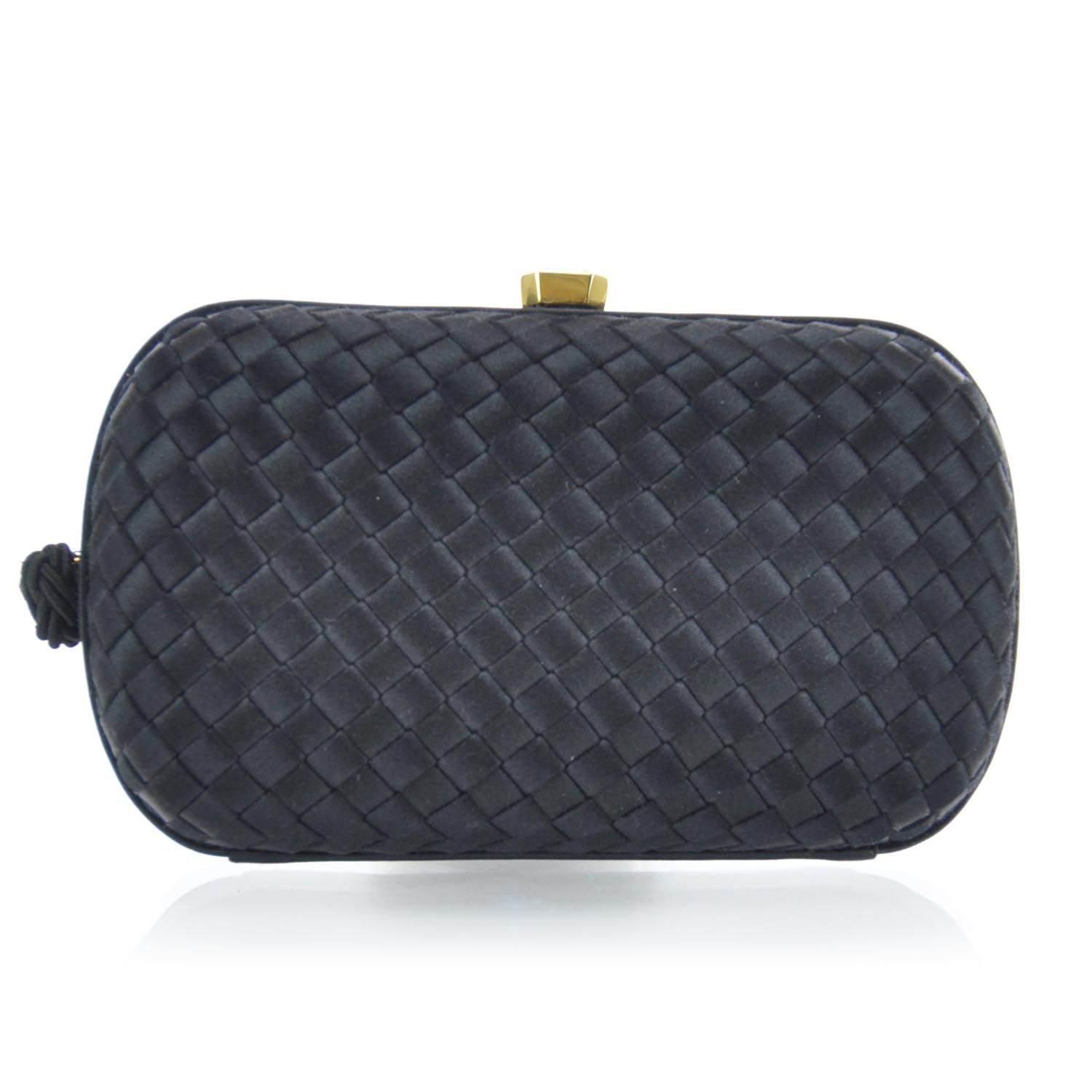 black woven clutch bag