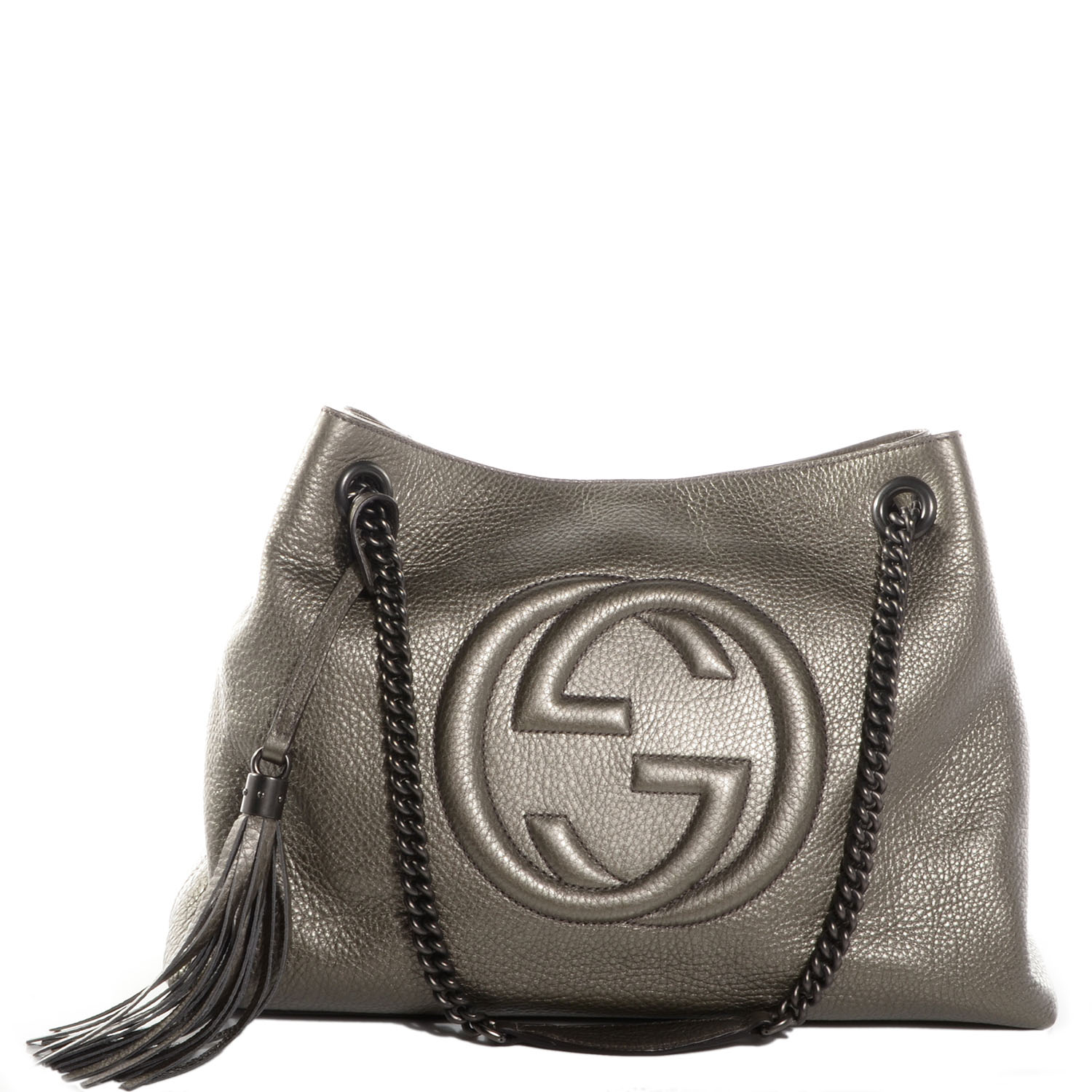 grey metallic bag