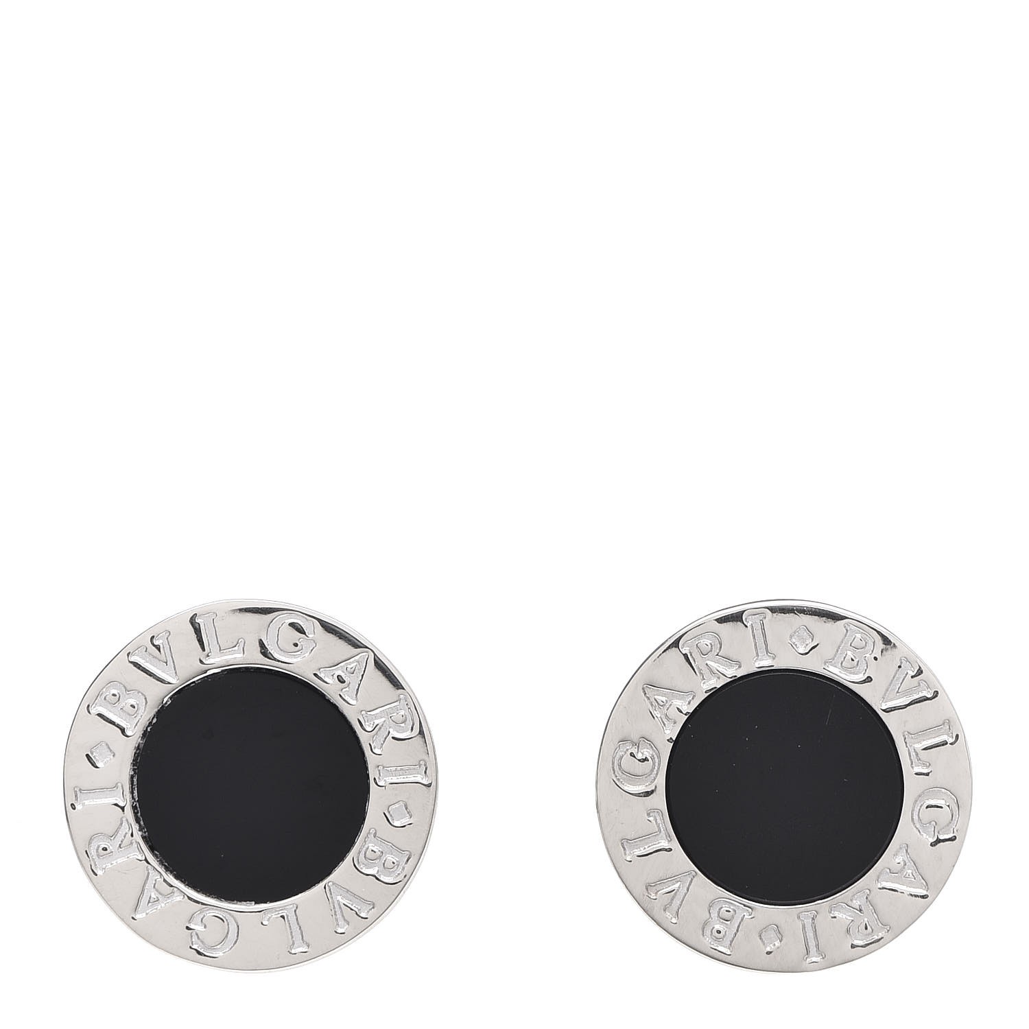 BULGARI 18K White Gold Black Onyx BVLGARI BVLGARI Stud Earrings 331433