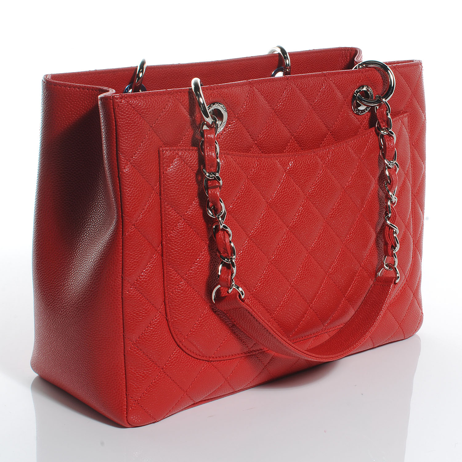 CHANEL Caviar Grand Shopping Tote GST Red 57040