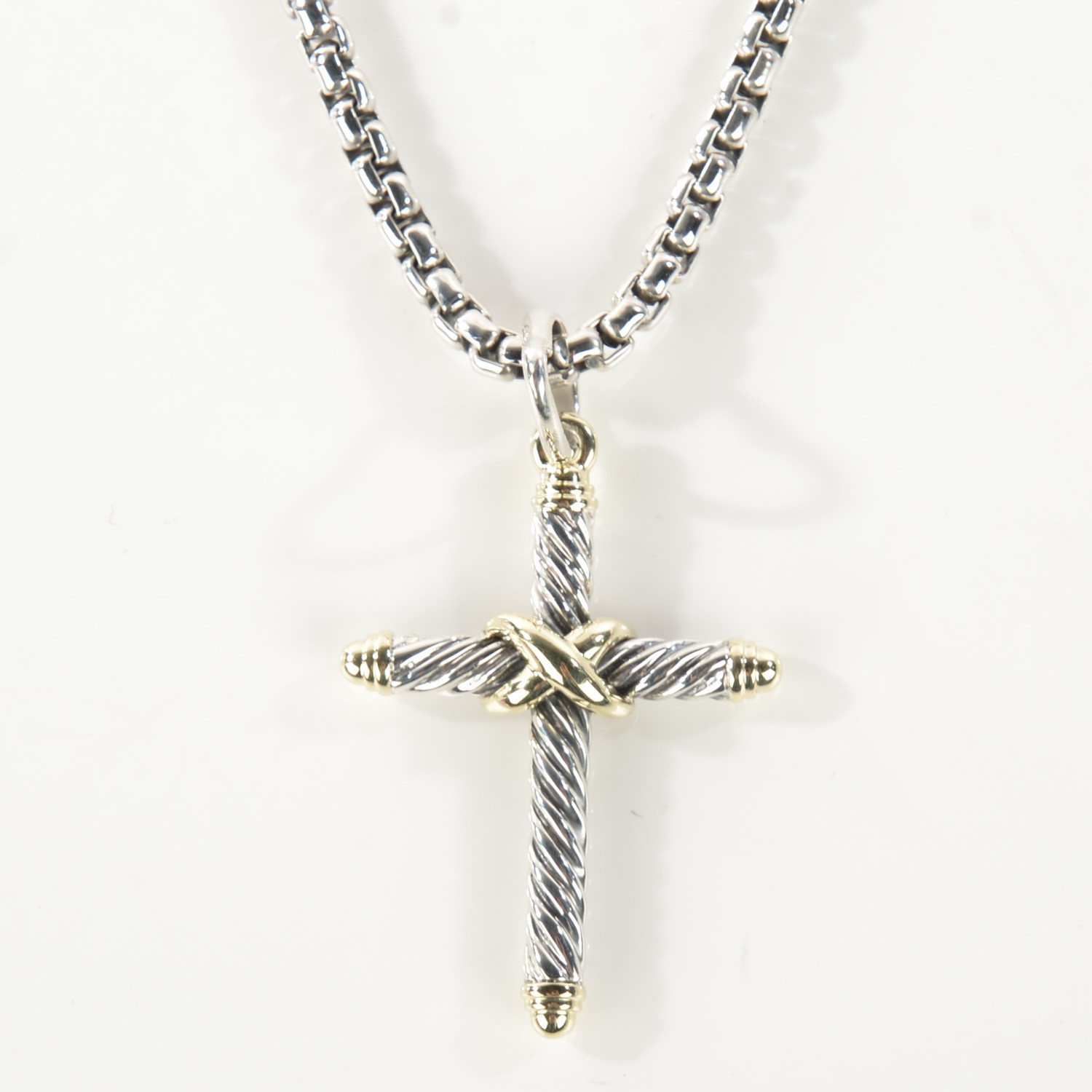 DAVID YURMAN Sterling Silver 14K Yellow Gold 41mm X Cross Necklace 118571   98236127c01635592c8c6ccfa9d0509d 