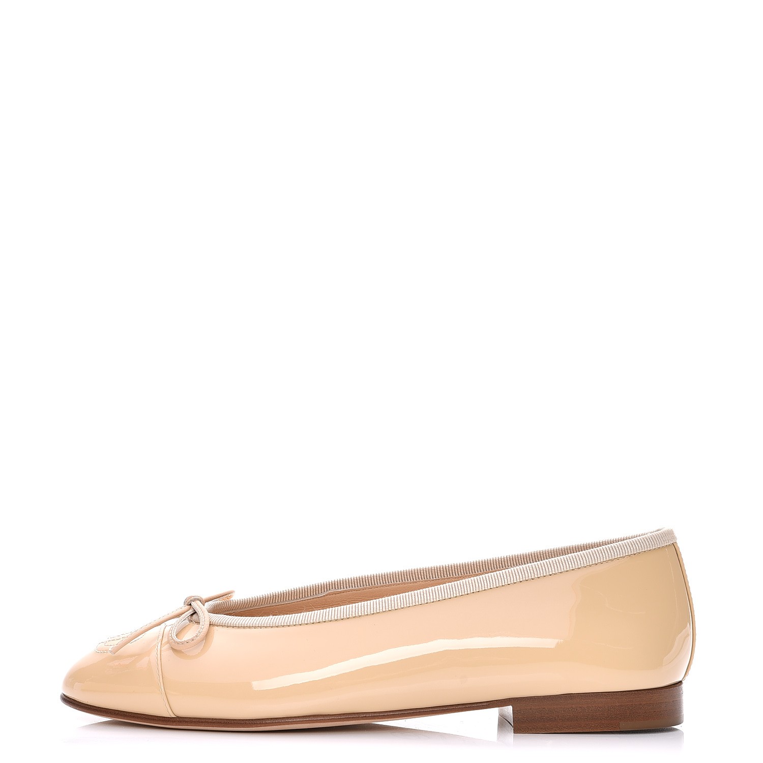 beige patent leather flats