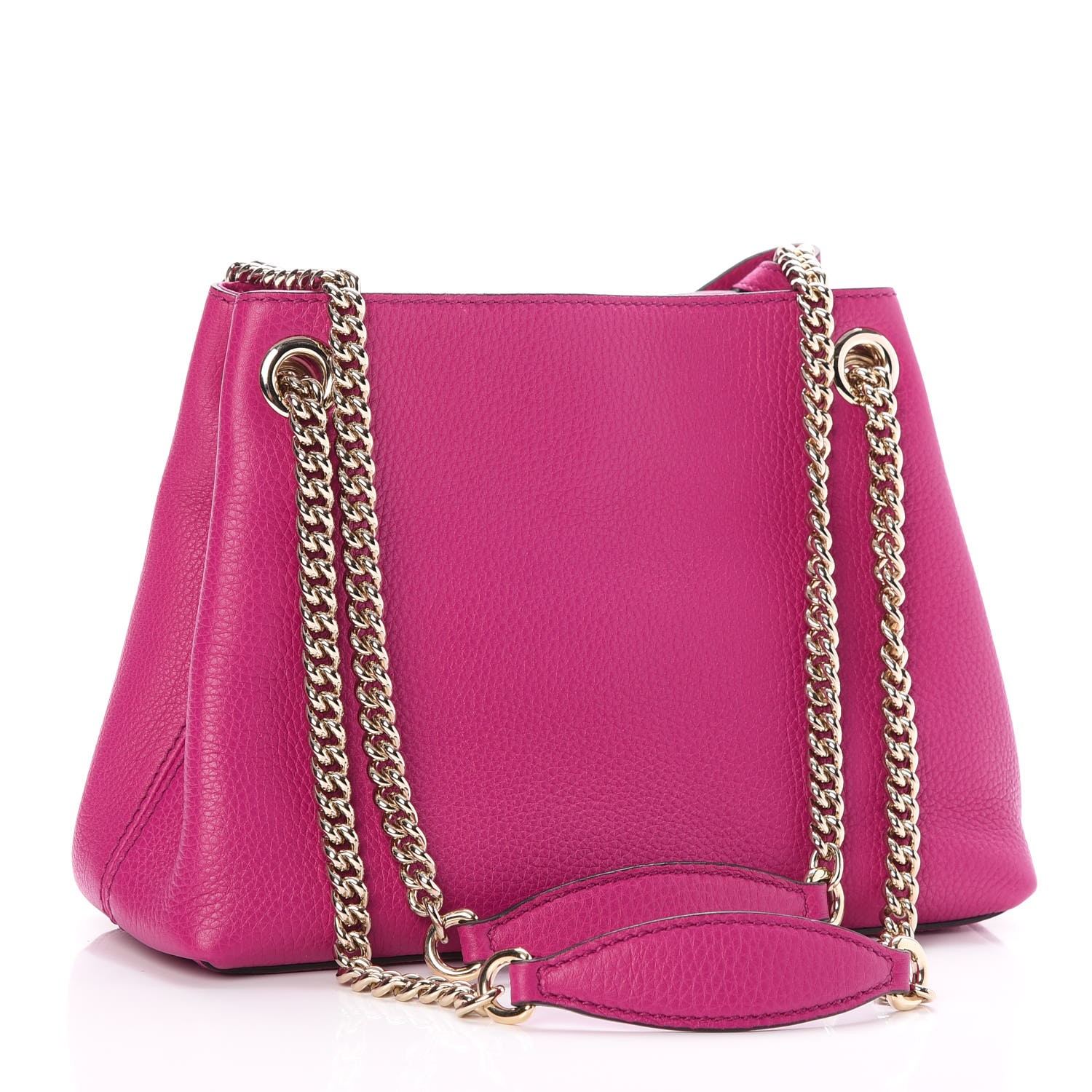 GUCCI Pebbled Calfskin Small Soho Chain Shoulder Bag Violet Magenta 264793